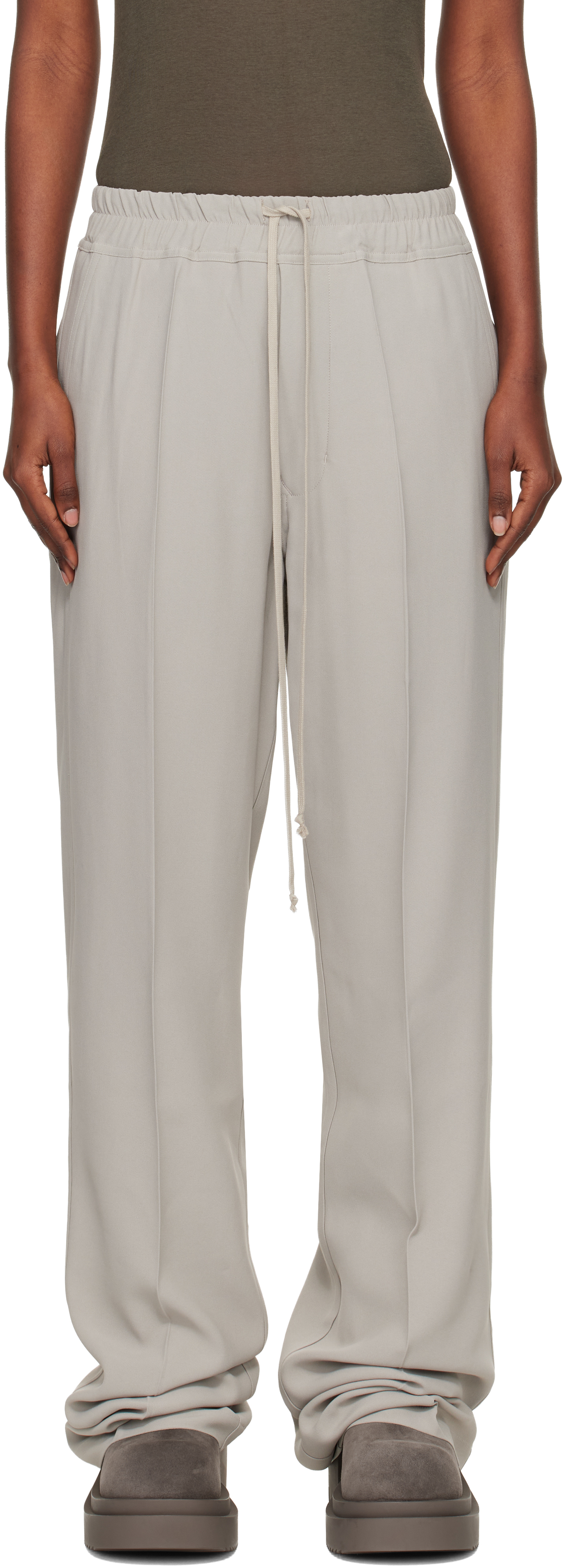 Rick Owens Off-white Concordians Dietrich Drawstring Trousers In White