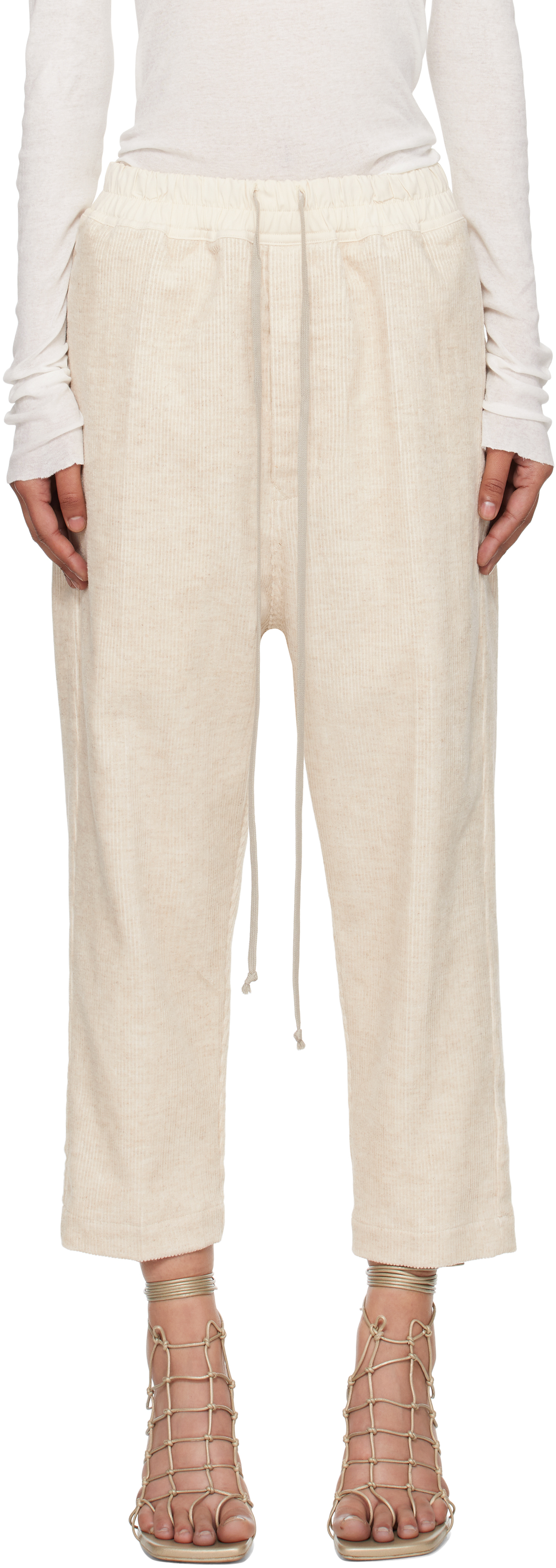 Rick Owens Off-white Concordians Drawstring Astaires Trousers In Neutral