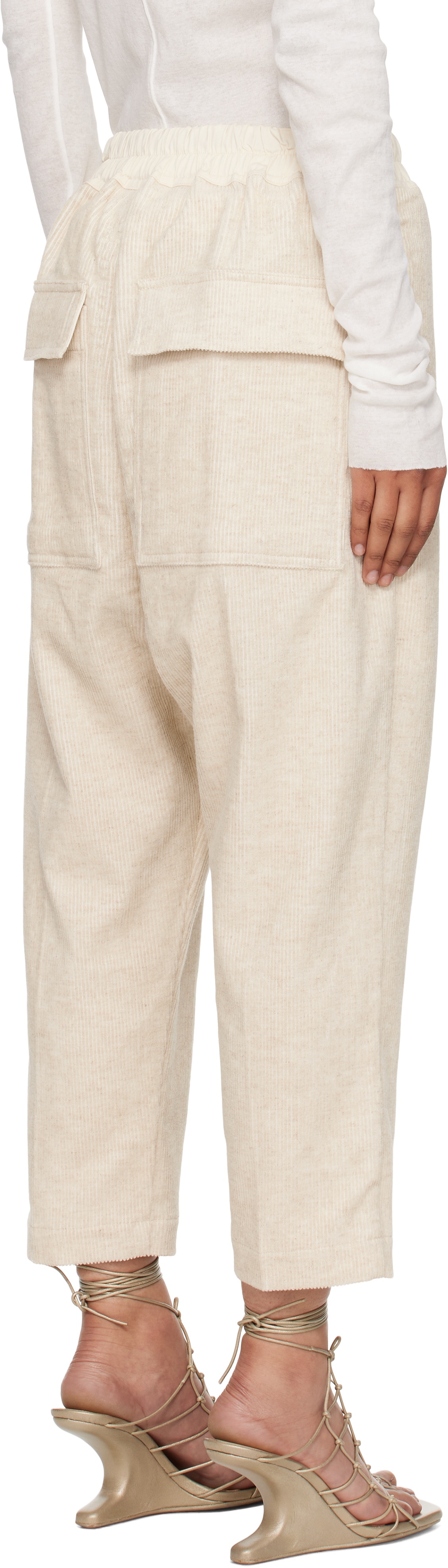 Rick Owens Off-white Concordians Drawstring Astaires Trousers In Neutral