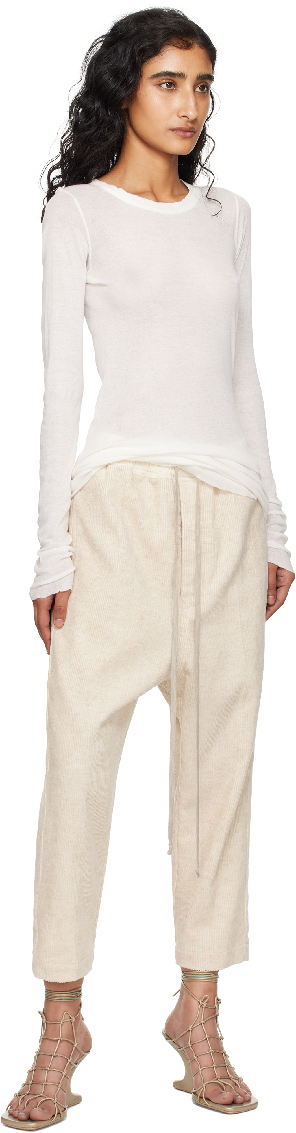 Rick Owens Off-white Concordians Drawstring Astaires Trousers In Neutral