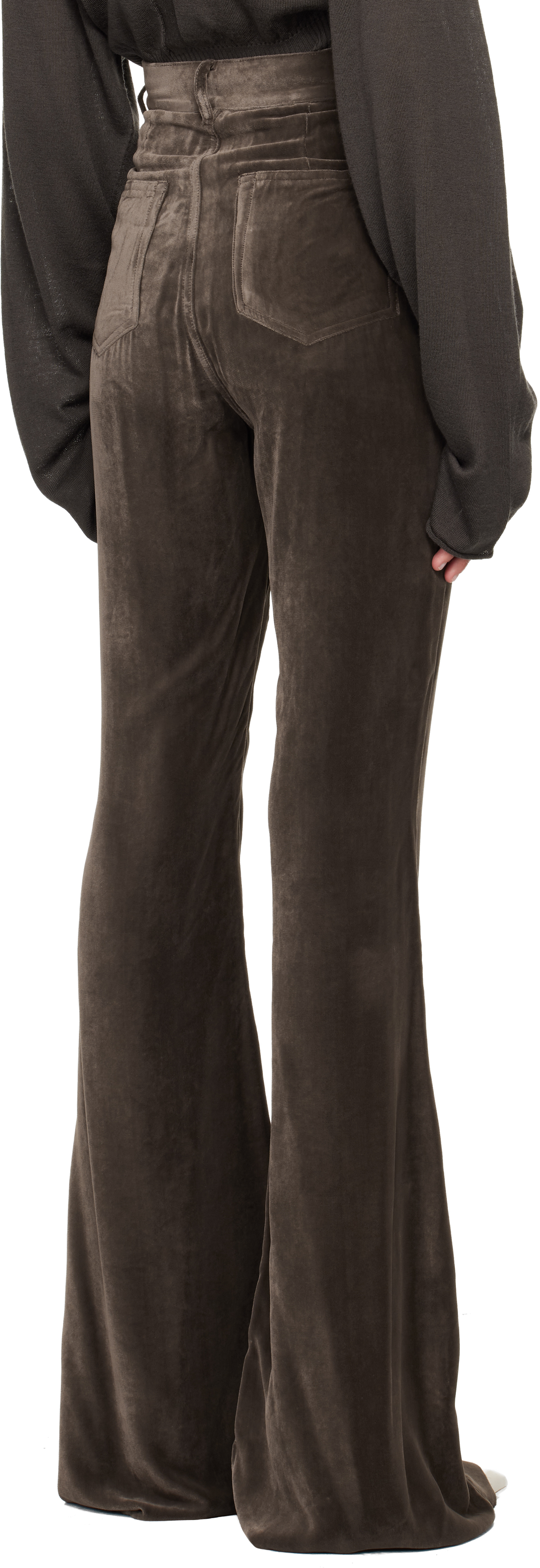 Rick Owens Flared Trousers With Pockets And Loops In Brown