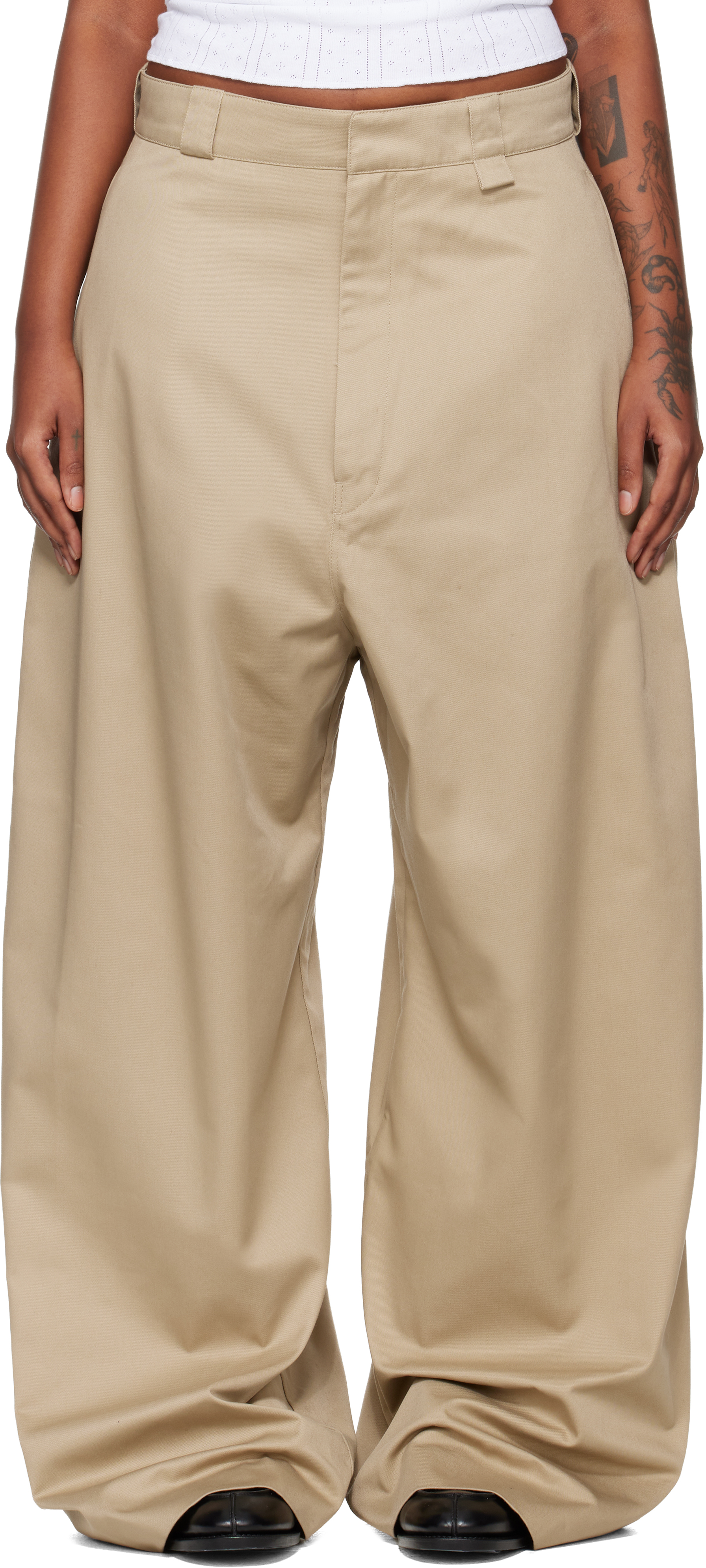 Willy Chavarria Beige Cholo Chino Trousers In Brown