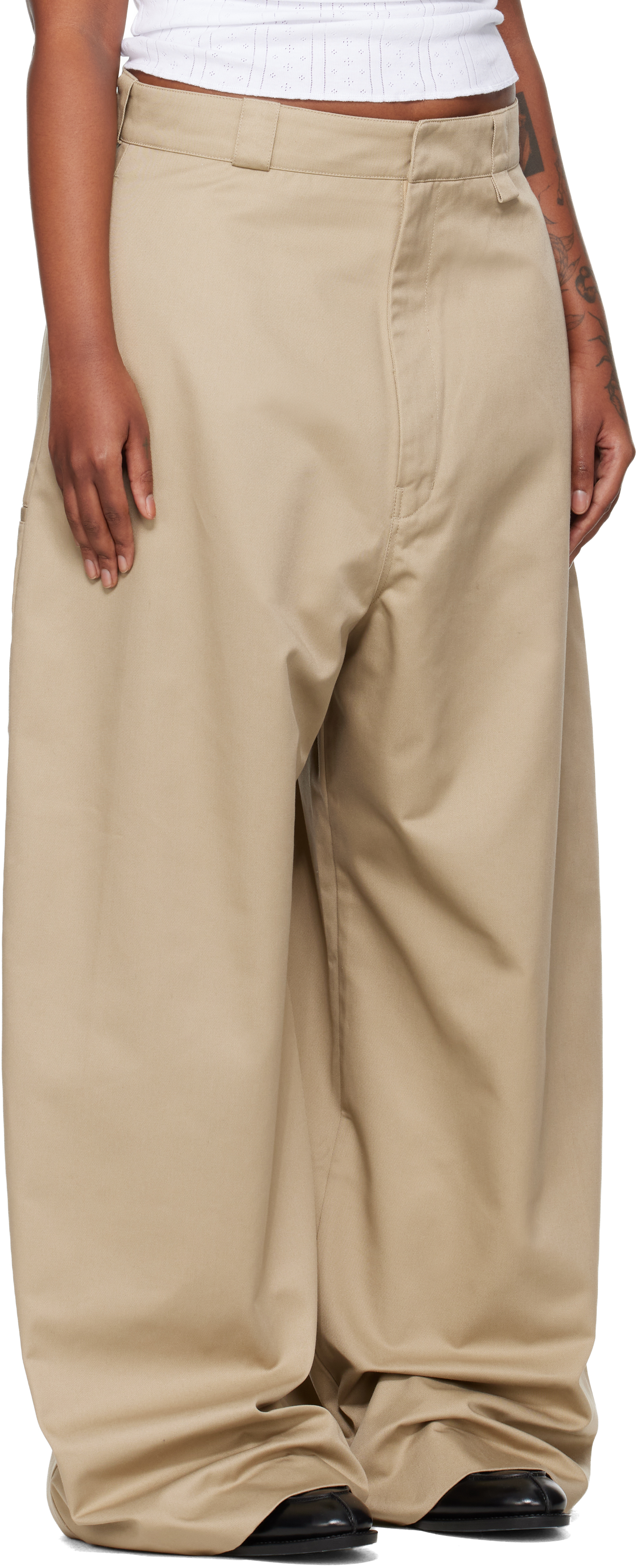 Willy Chavarria Beige Cholo Chino Trousers In Brown