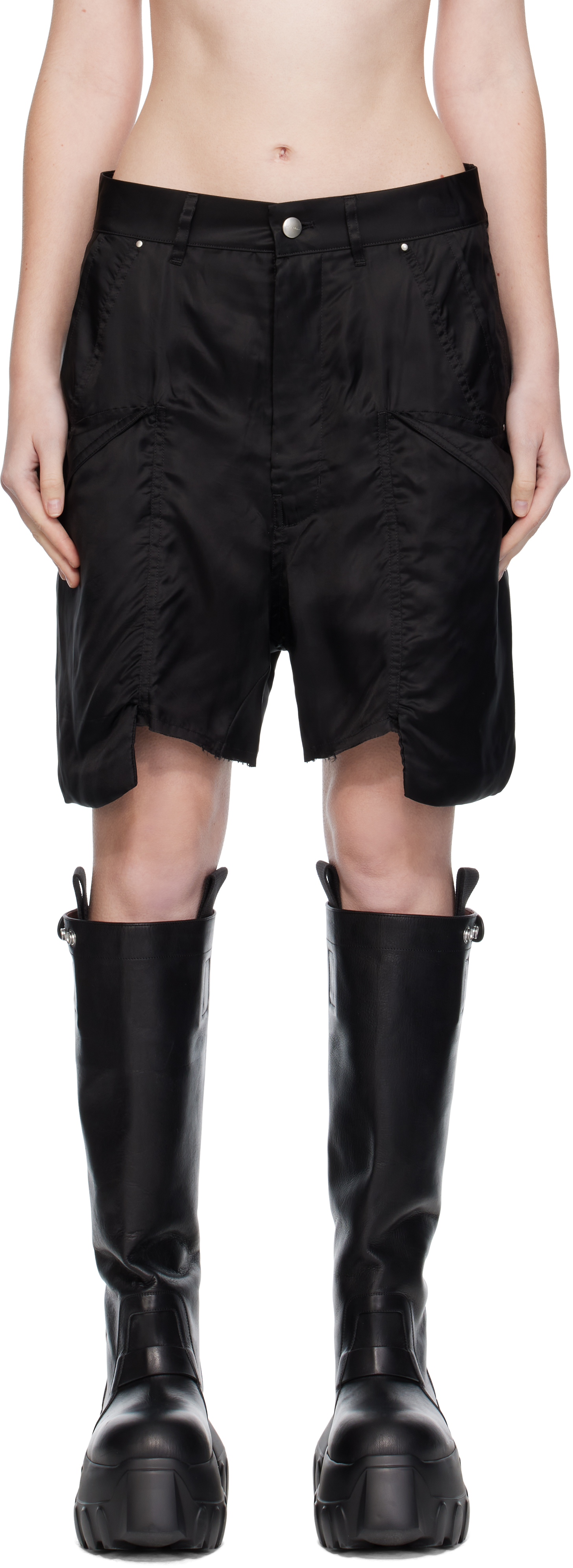 Rick Owens Black Concordians Stefan Cargo Shorts In Black