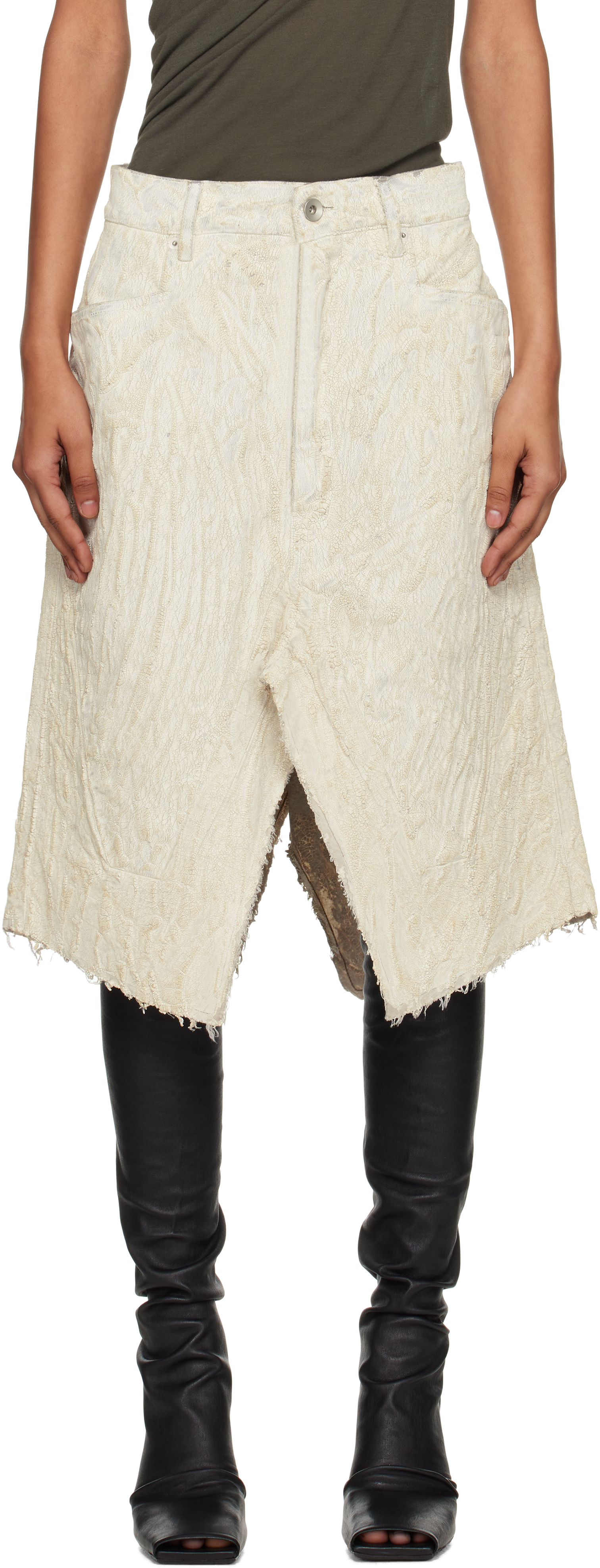 Rick Owens Off-white Concordians Slivered Midi Skirt In White