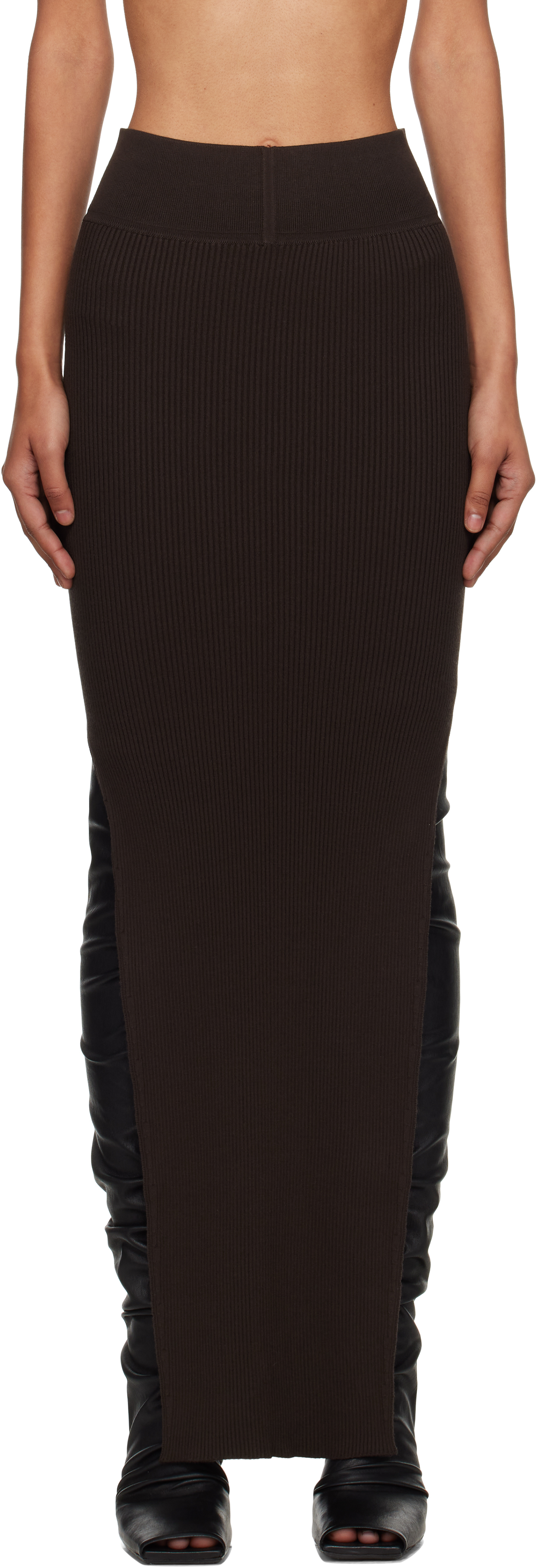 【RICK OWENS】ブラウン Hollywood Spider Ziggy マキシスカート Rick Owensのブラウン Porterville Spider Ziggy マキシスカート