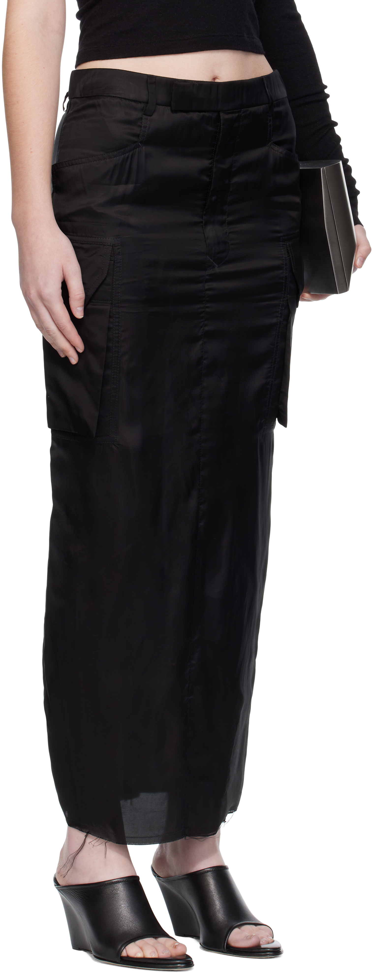 Rick Owens Black Concordians Firbanks Midi Skirt In Black