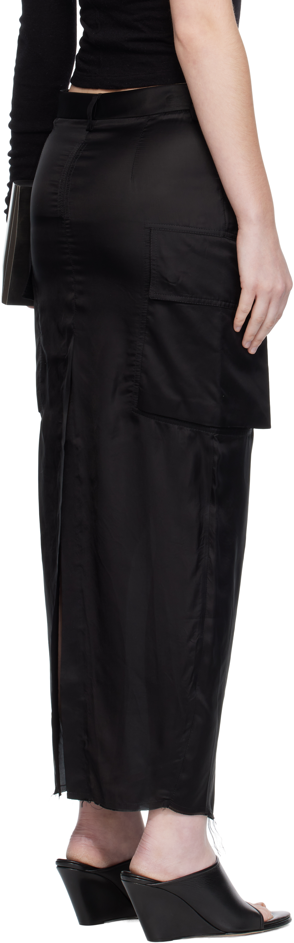 Rick Owens Black Concordians Firbanks Midi Skirt In Black