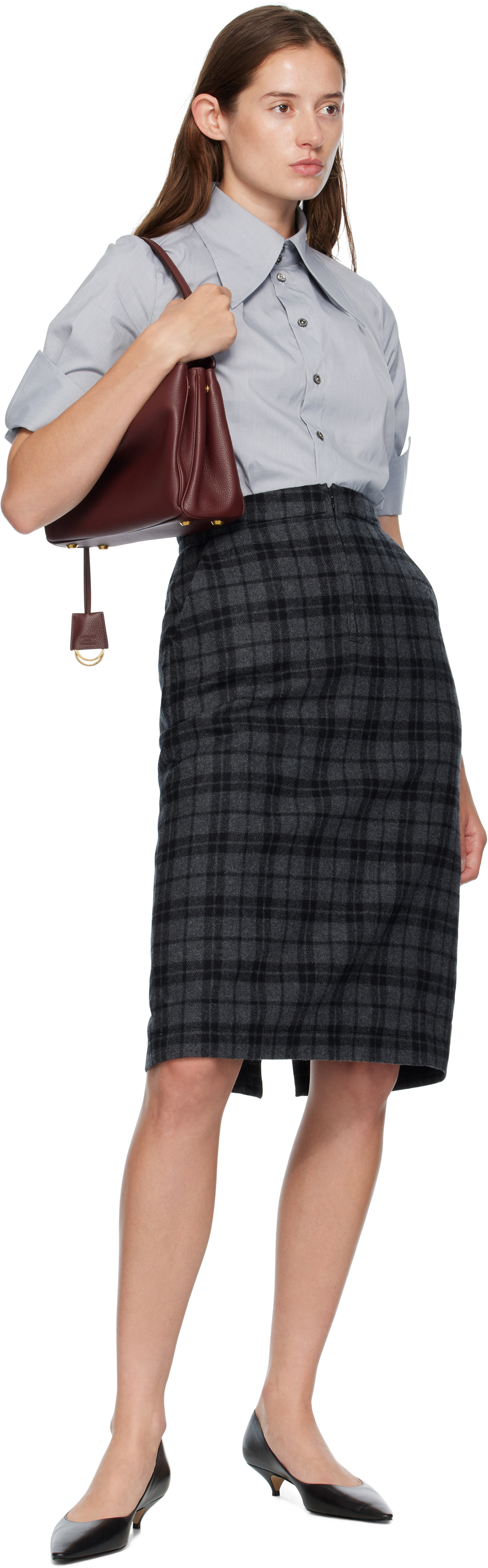 Willy Chavarria Gray Zipped Midi Skirt In Gray