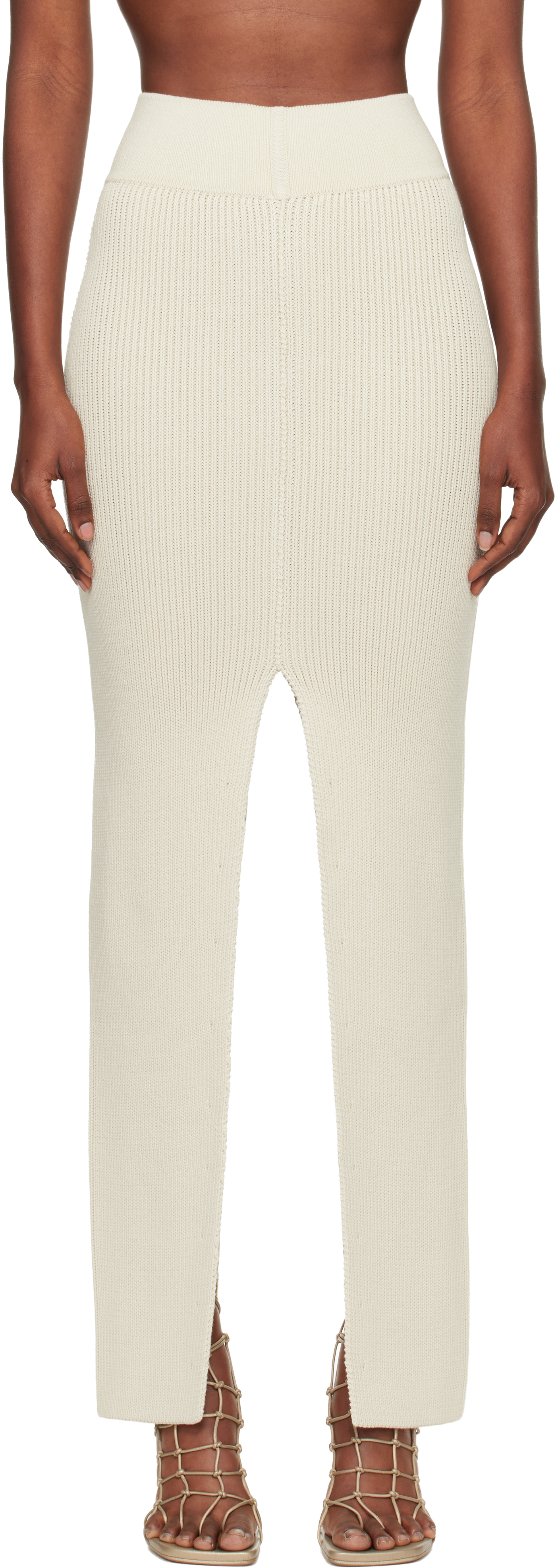 Rick Owens Off-white Concordians Sliced Midi Skirt In Neutral