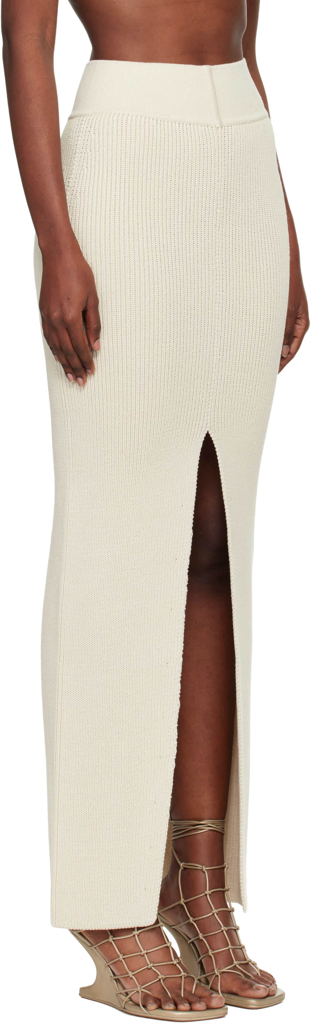 Rick Owens Off-white Concordians Sliced Midi Skirt In Neutral