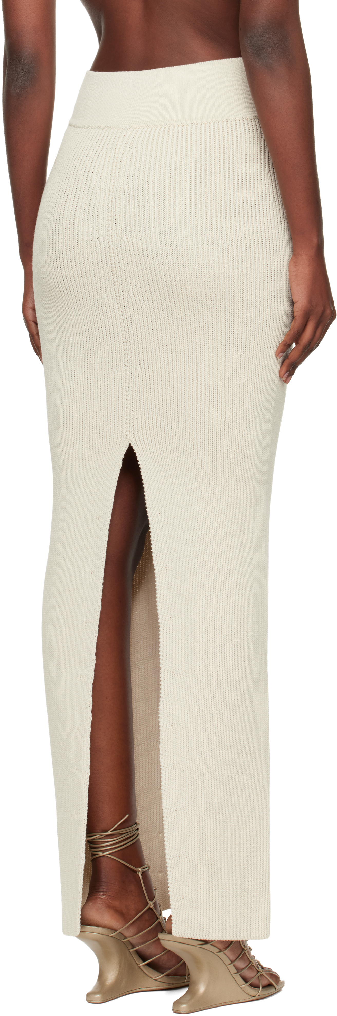 Rick Owens Off-white Concordians Sliced Midi Skirt In Neutral