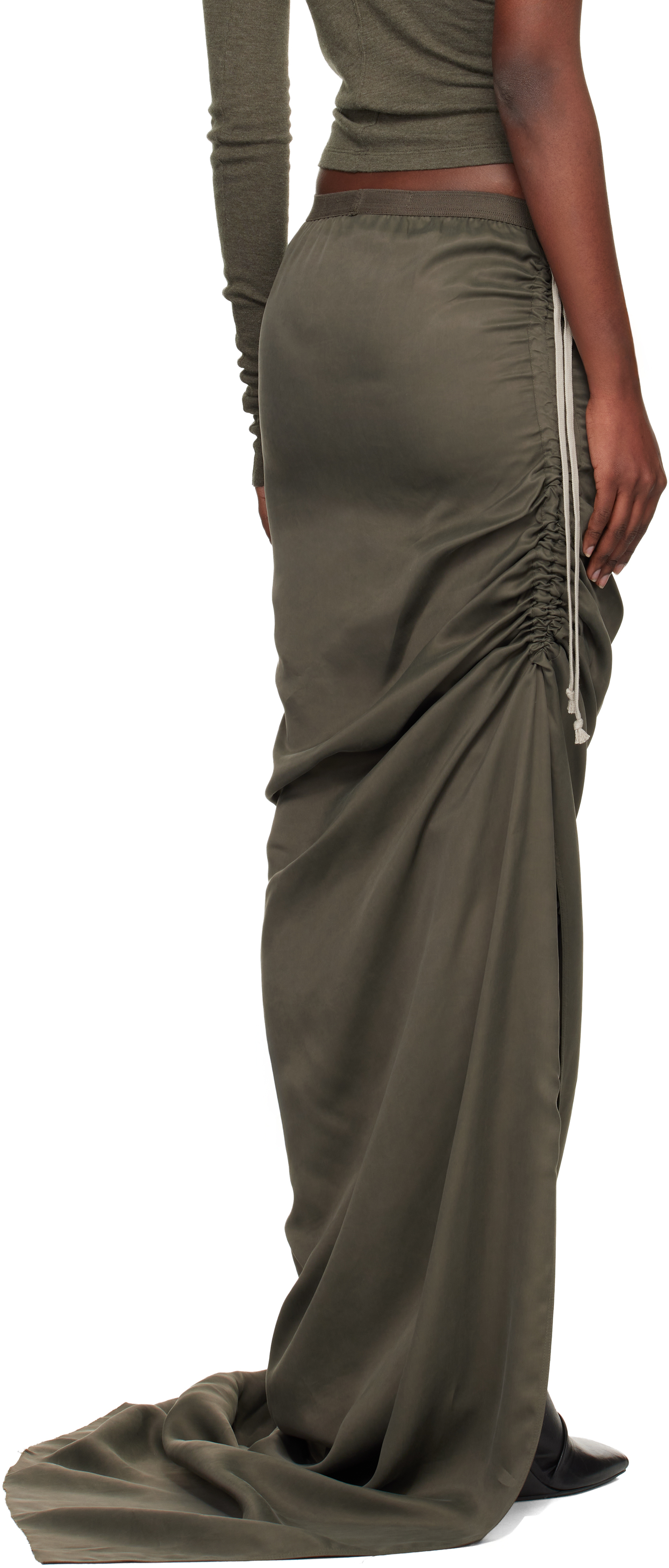 Rick Owens Khaki Concordians Edfu Maxi Skirt In Gray