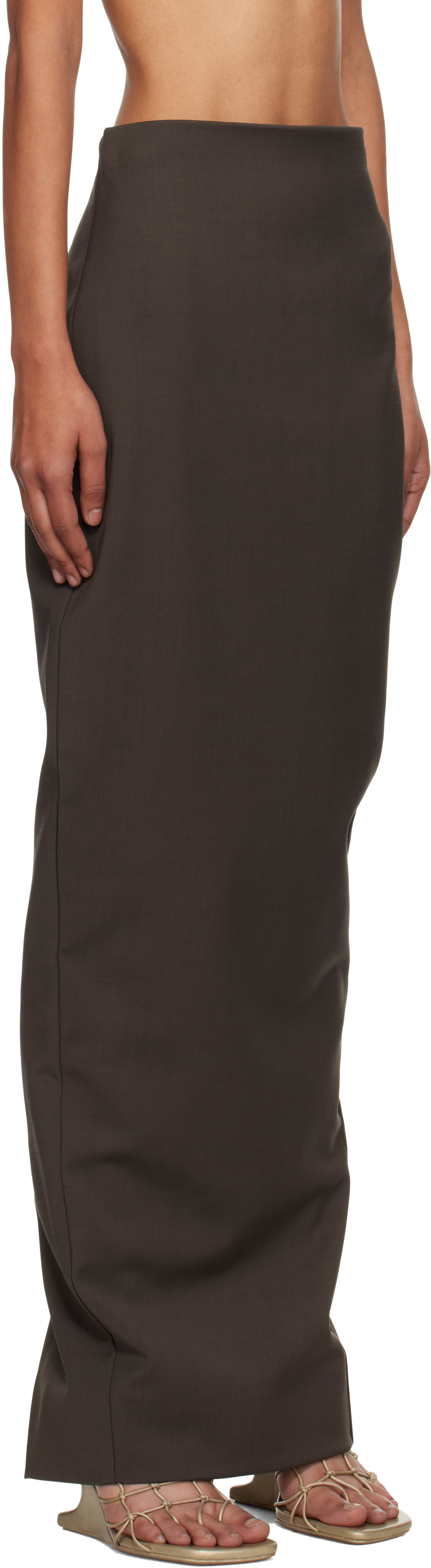 Rick Owens Gray Concordians Dirt Pillar Maxi Skirt In Brown