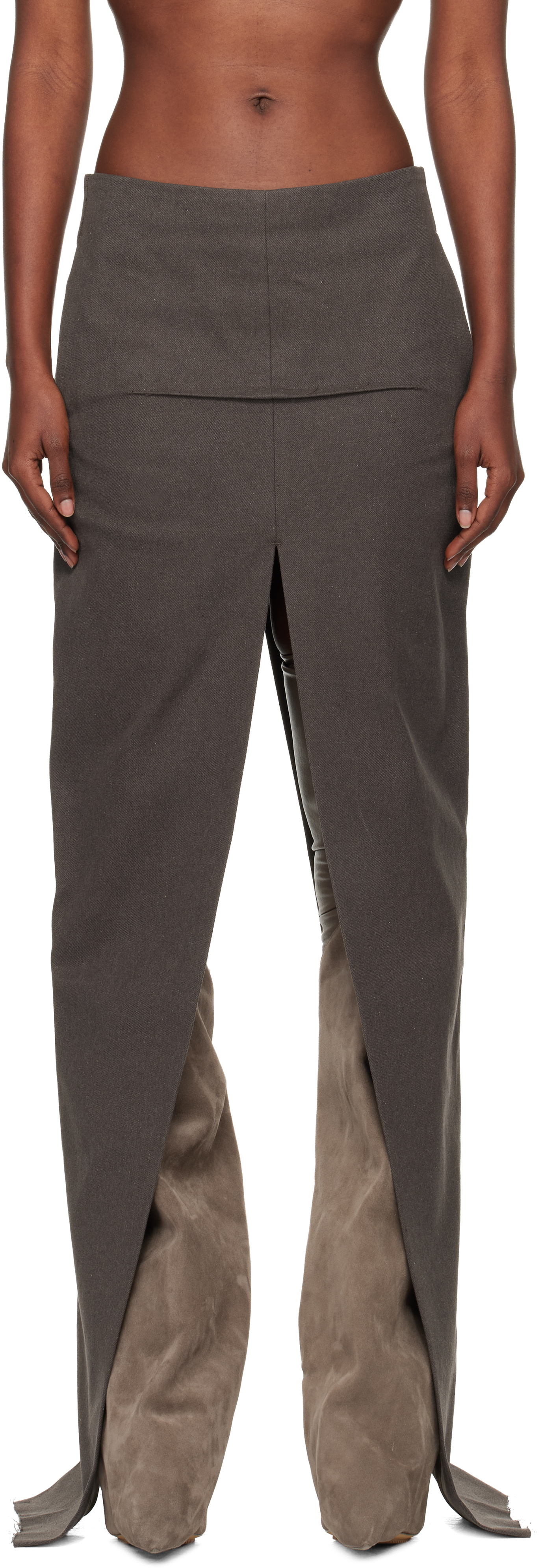 Rick Owens Brown Concordians Sliced Maxi Skirt