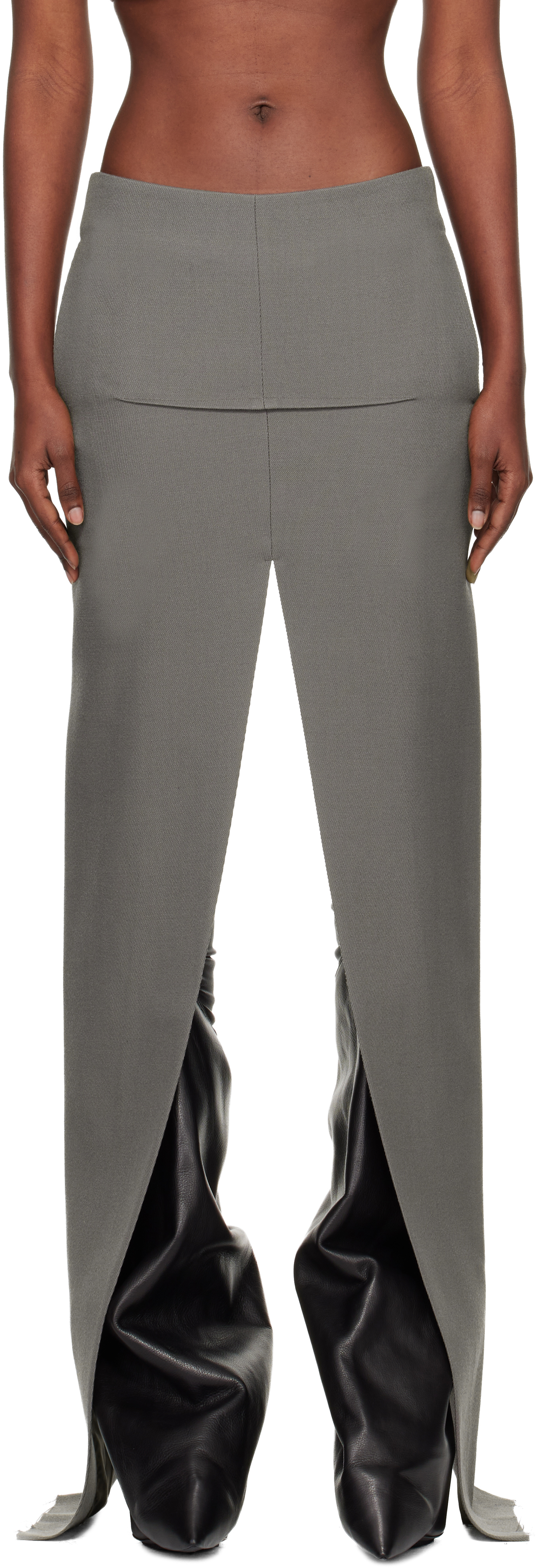 Rick Owens Gray Concordians Sliced Maxi Skirt In Gray