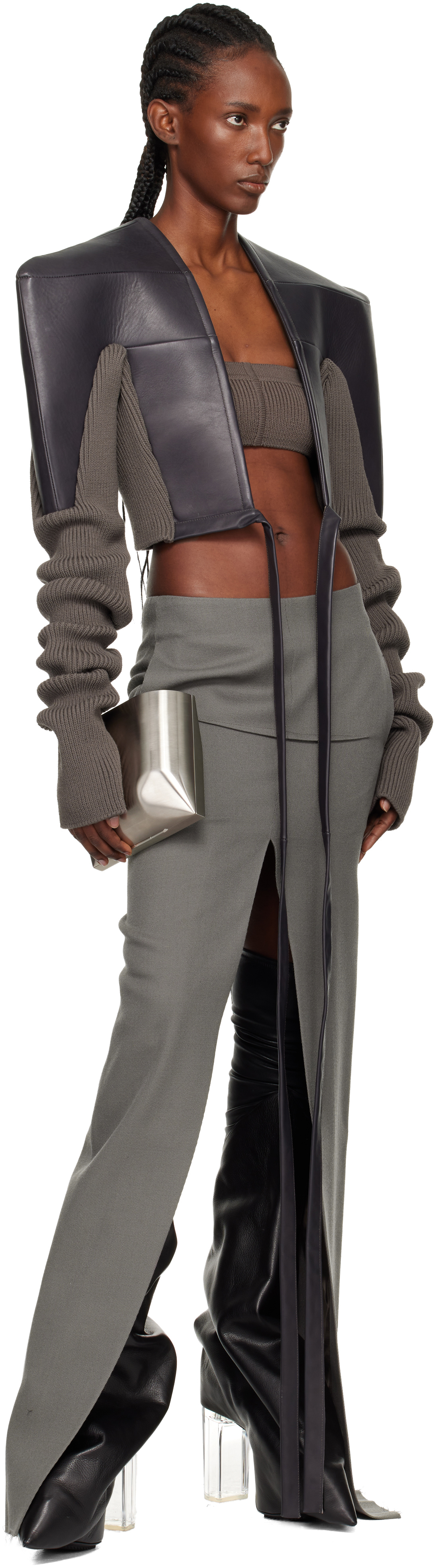Rick Owens Gray Concordians Sliced Maxi Skirt In Gray