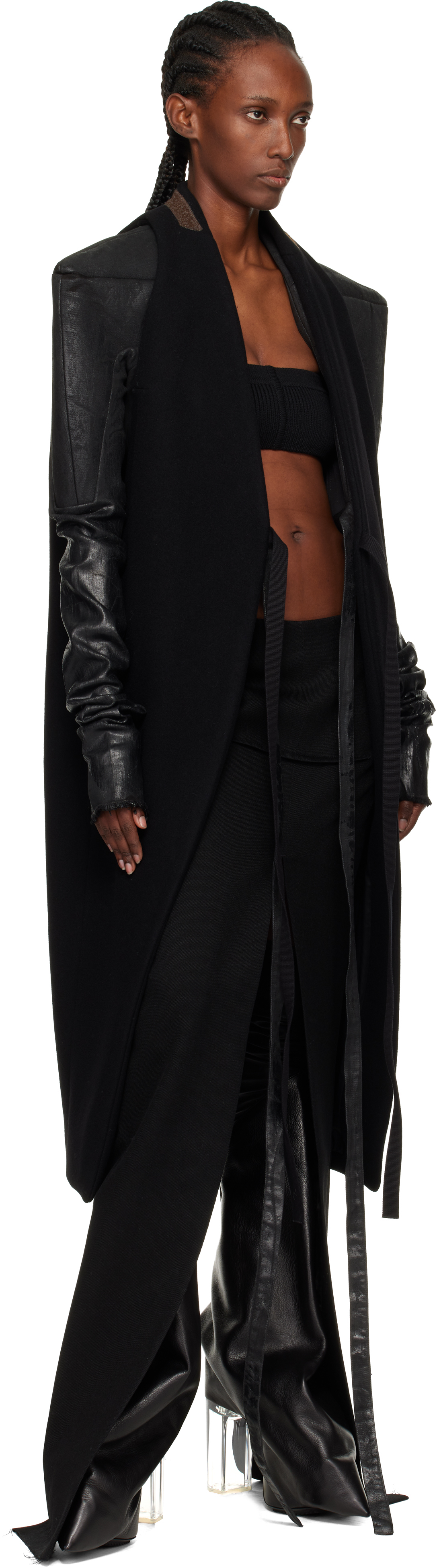 Rick Owens Black Concordians Runway Sliced Maxi Skirt In Black