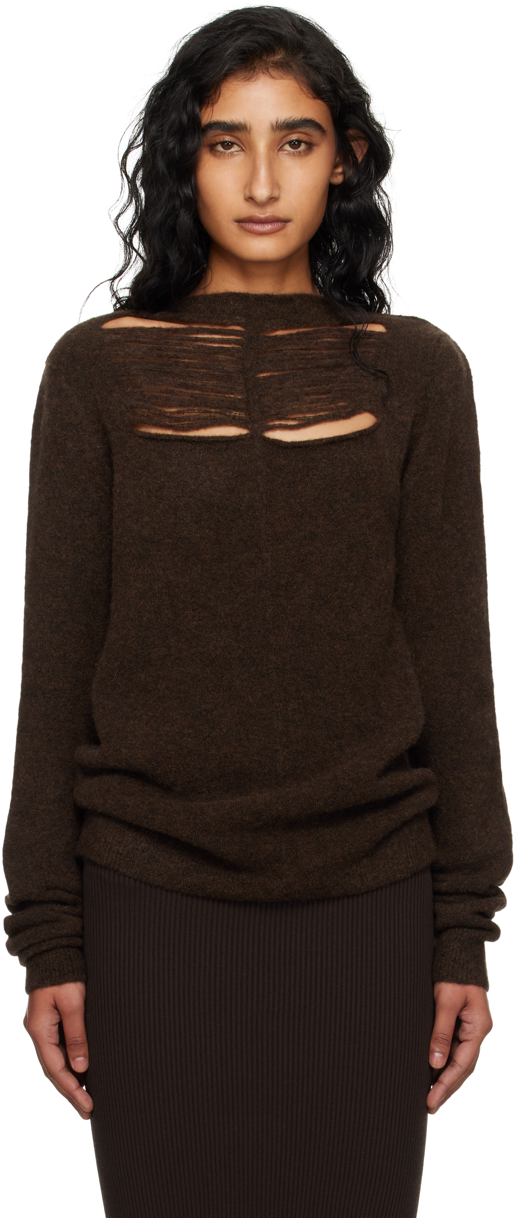 Rick Owens Brown Concordians Ls Sweater