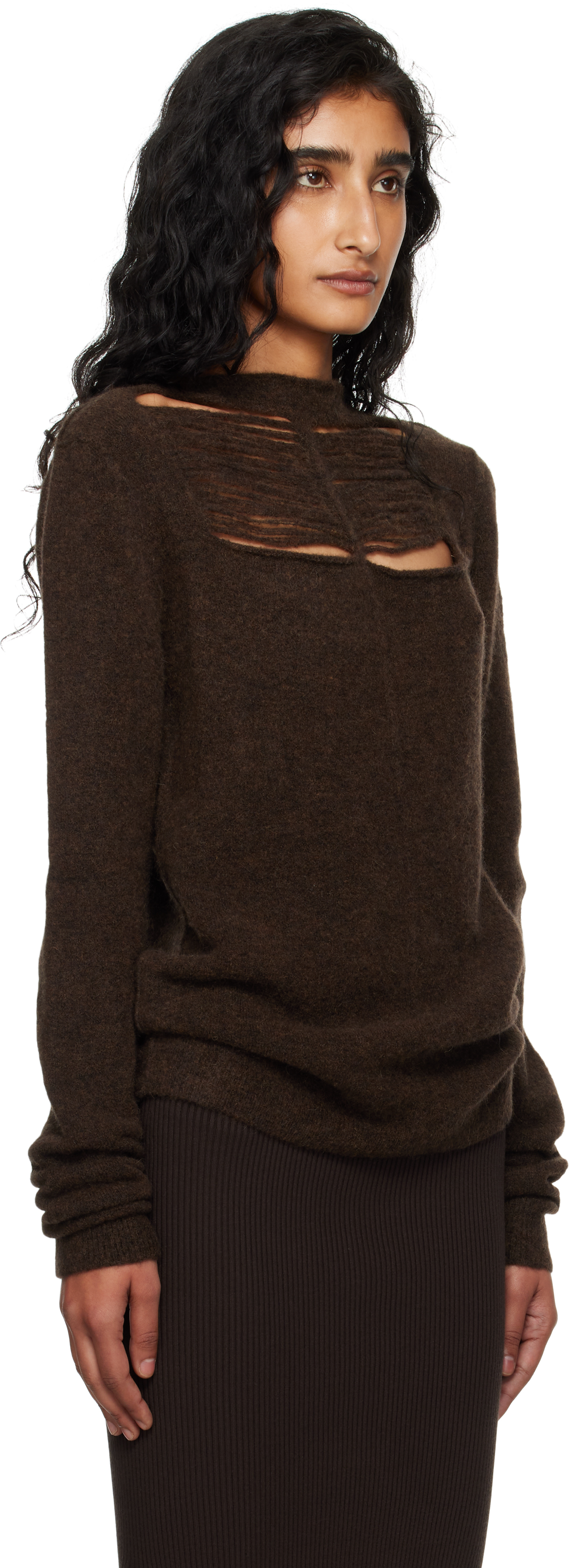 Rick Owens Brown Concordians Ls Sweater