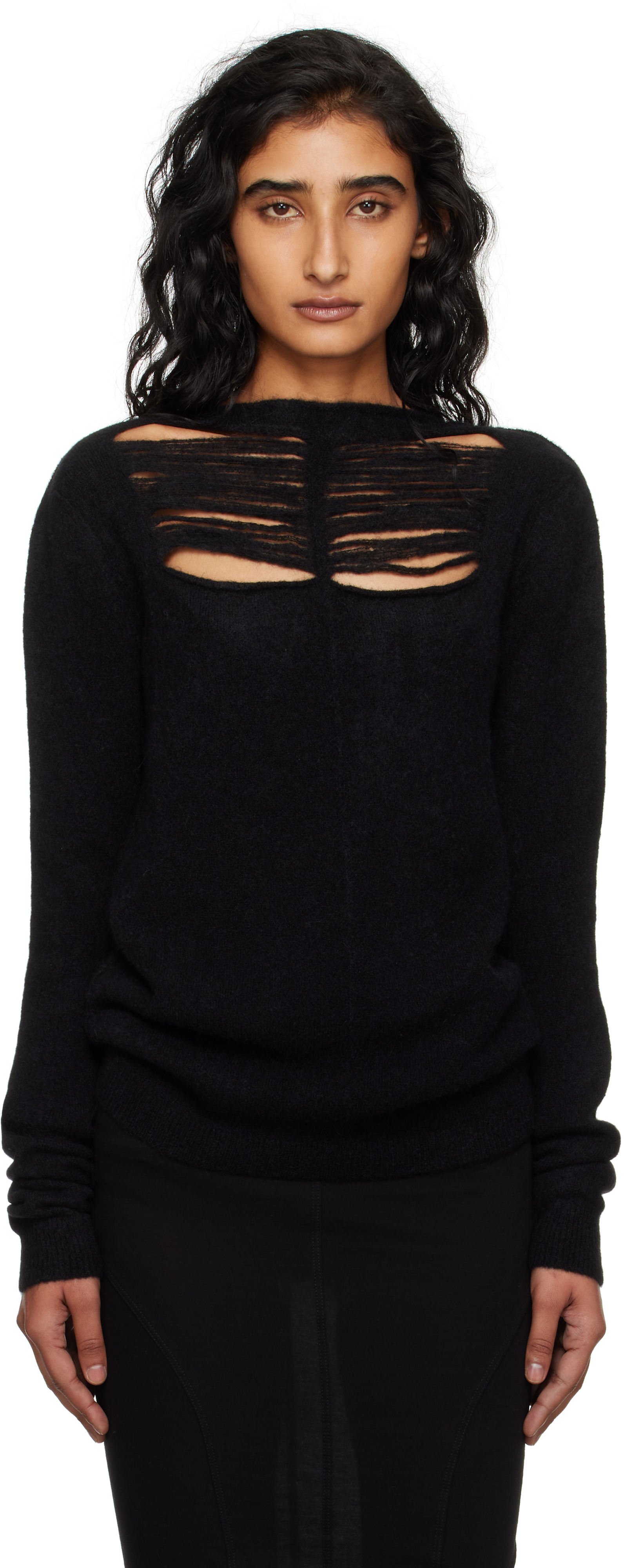 Rick Owens Black Concordians Ls Sweater In Black