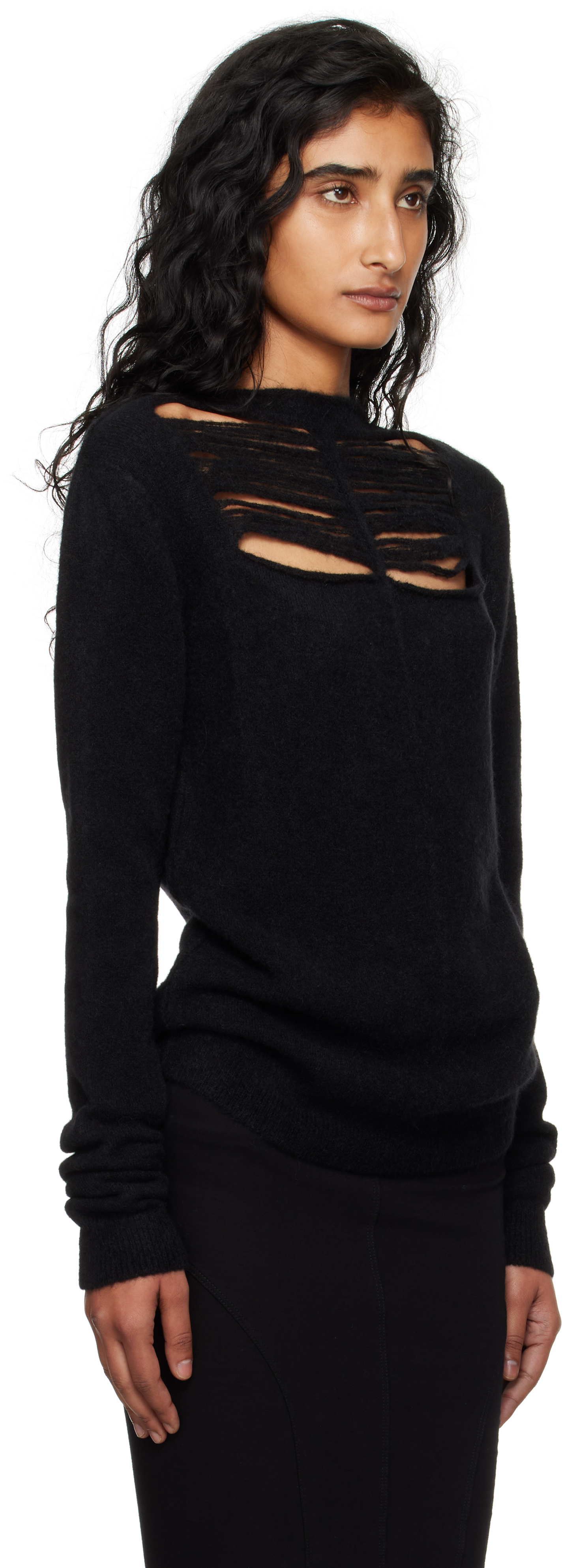 Rick Owens Black Concordians Ls Sweater In Black