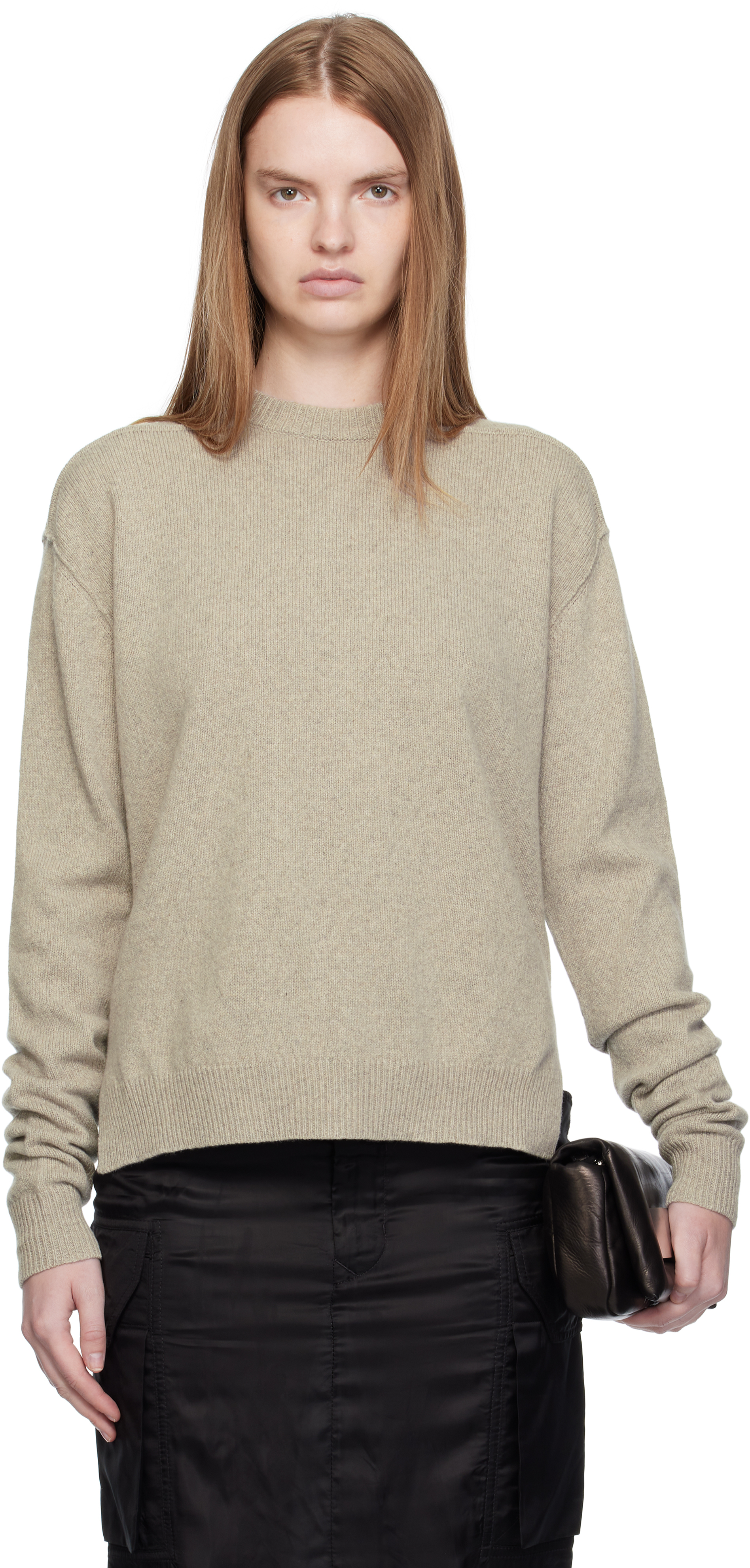 Rick Owens Off-white Concordians Round Neck Sweater In Gray