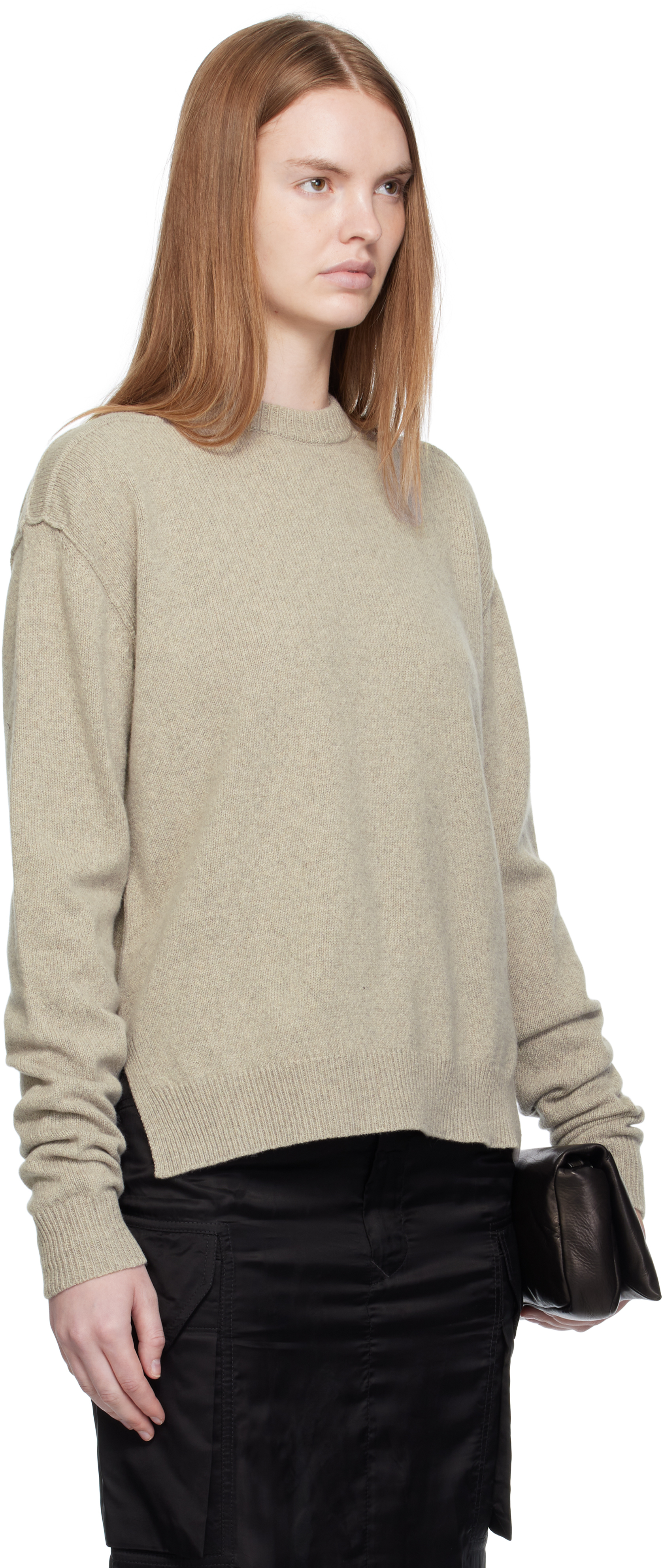 Rick Owens Off-white Concordians Round Neck Sweater In Gray