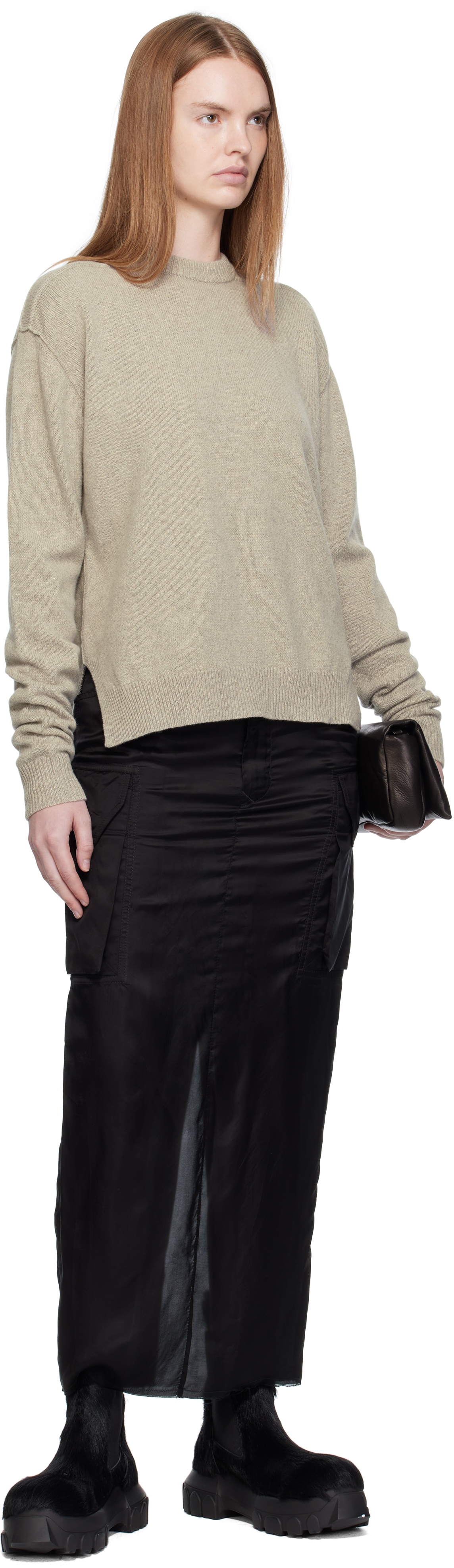 Rick Owens Off-white Concordians Round Neck Sweater In Gray