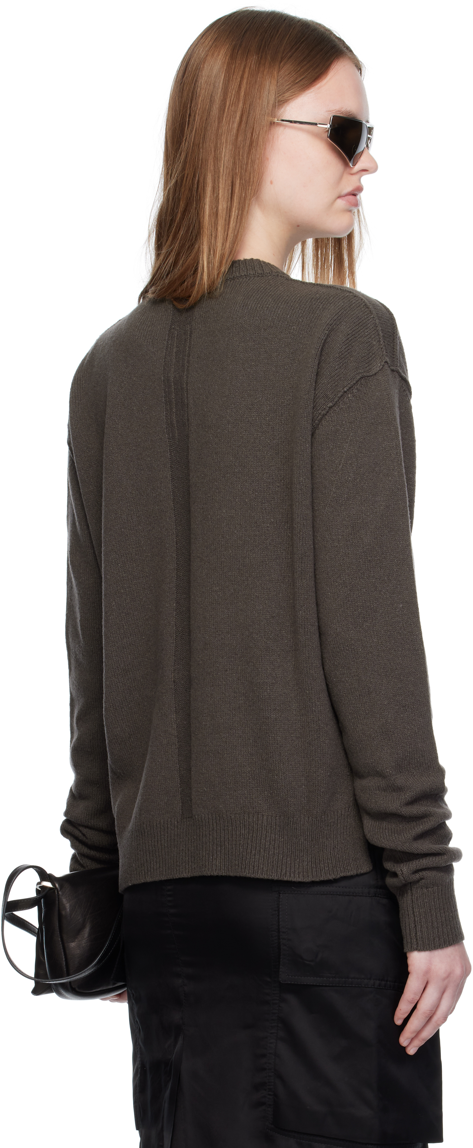 Rick Owens Gray Concordians Round Neck Sweater In Brown