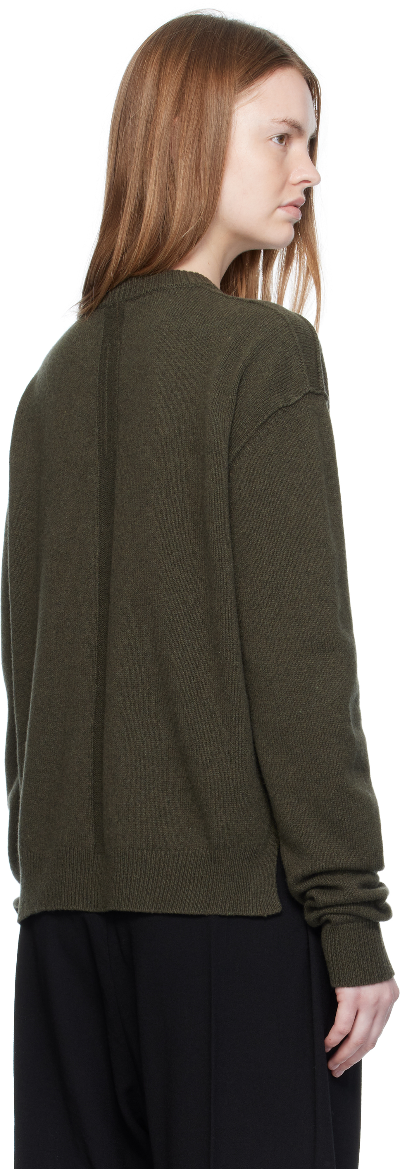 Rick Owens Khaki Concordians Round Neck Sweater In Green