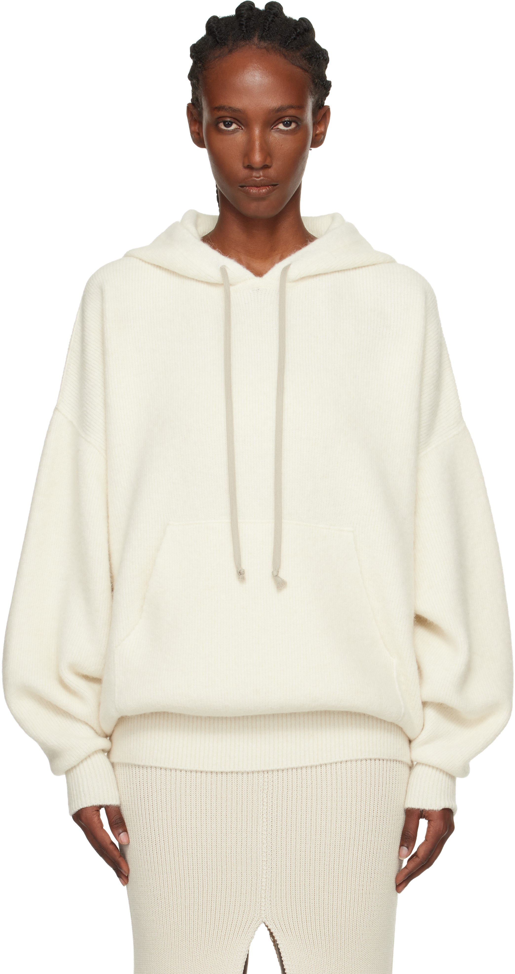 Rick Owens Off-white Concordians Hun Hoodie In White