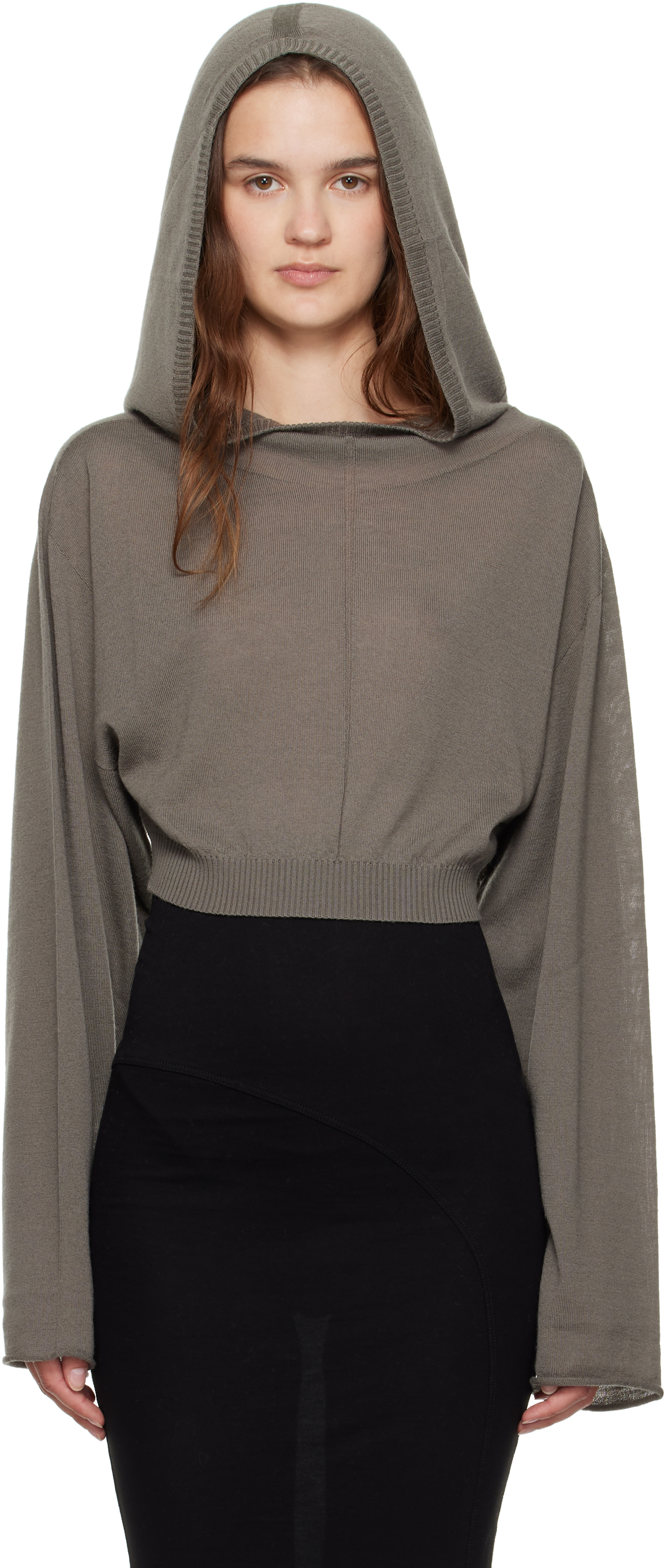 Gray Concordians Cropped Hooded Tunic Hoodie