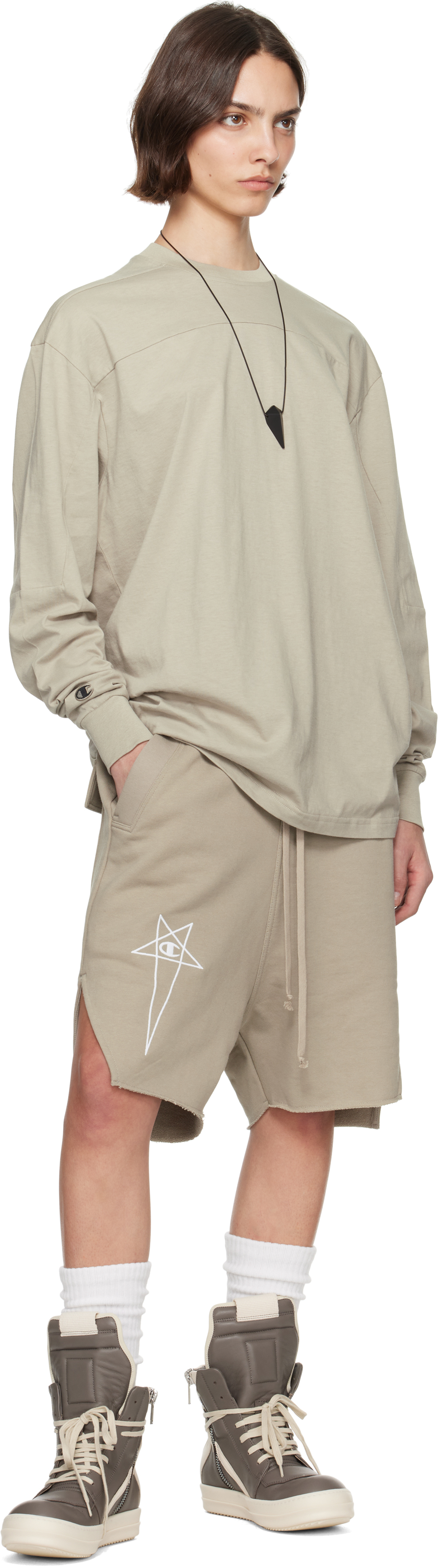 Rick Owens Off-white Champion Edition Girdered T-shirt