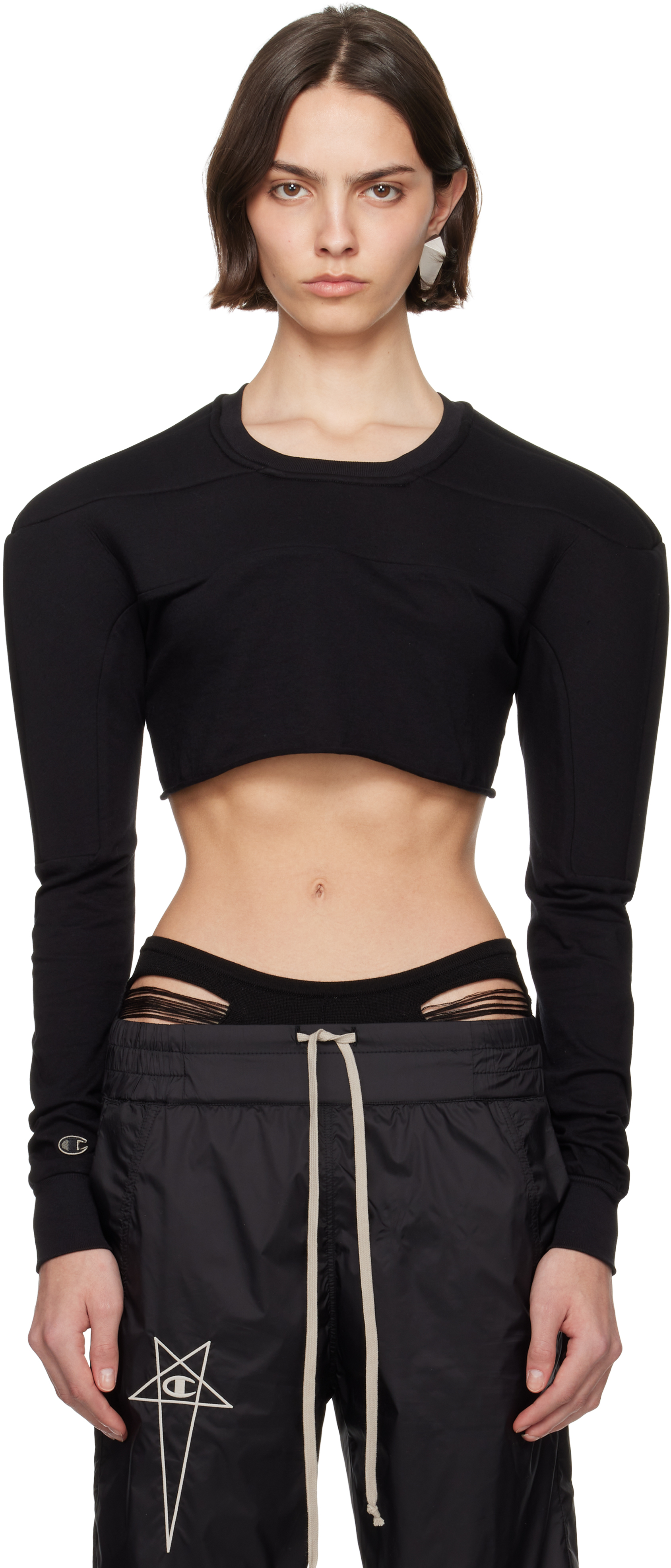 Black Champion Edition Girdered Cropped Harness T-shirt