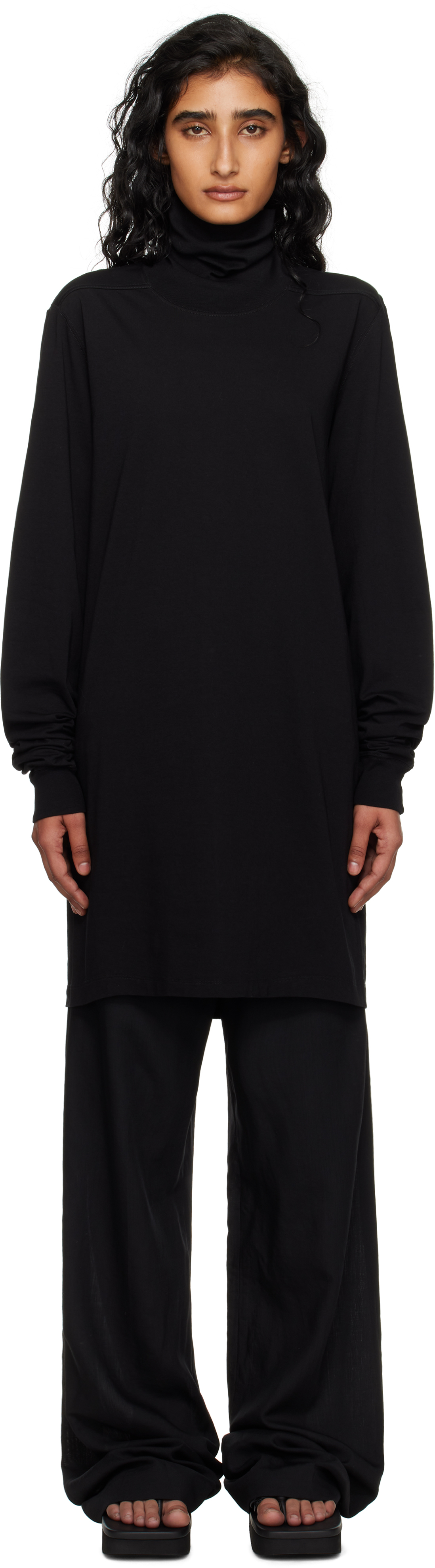 Rick Owens Black Concordians Surf Turtleneck In Black