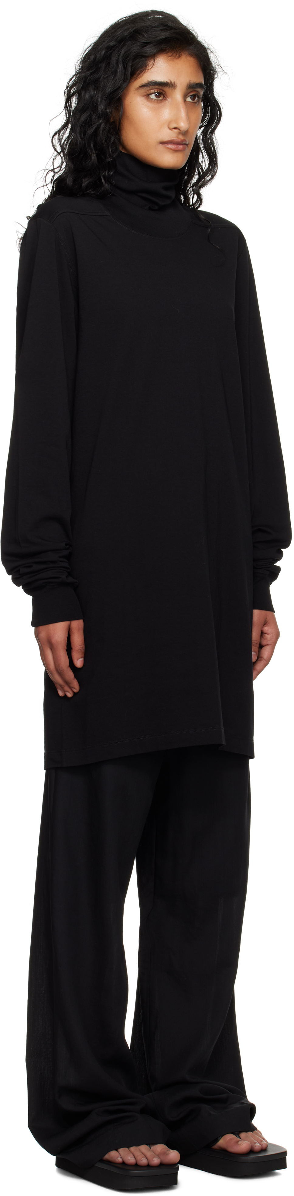 Rick Owens Black Concordians Surf Turtleneck In Black