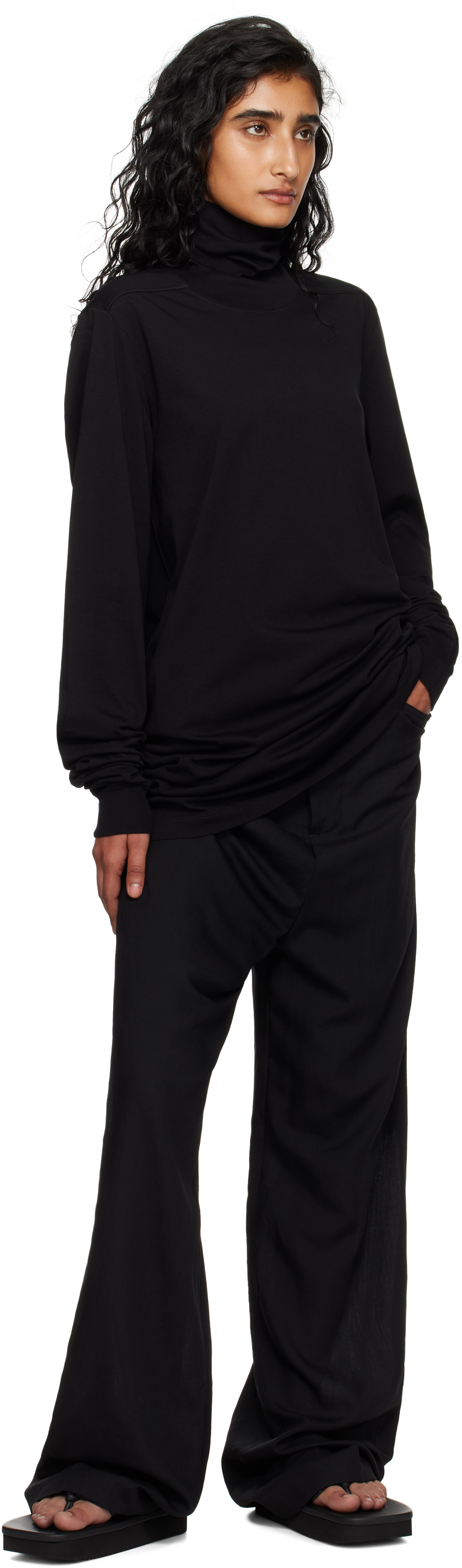 Rick Owens Black Concordians Surf Turtleneck In Black
