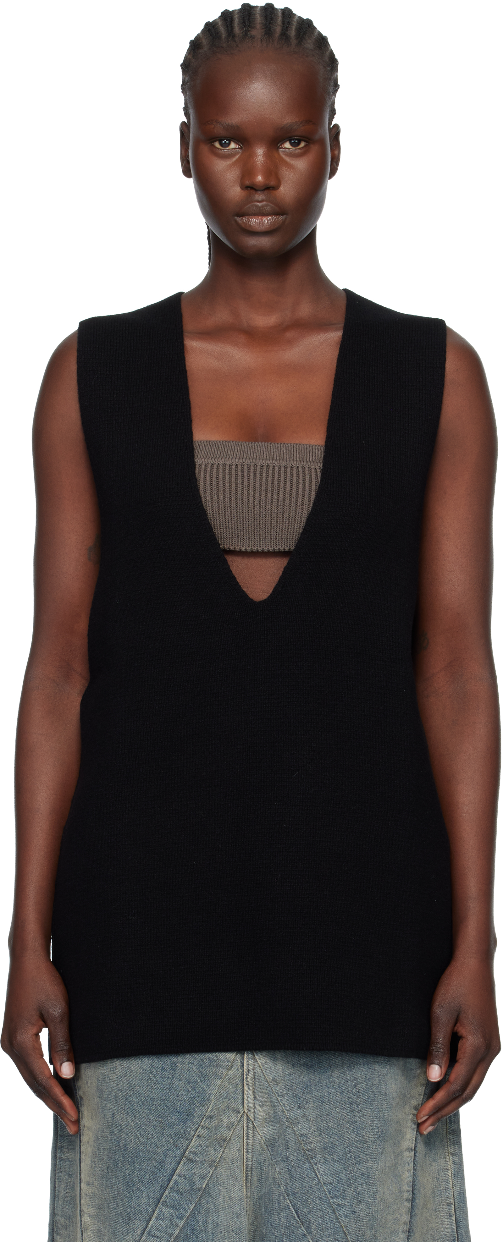 Black Concordians V Tank Top by Rick Owens on Sale
