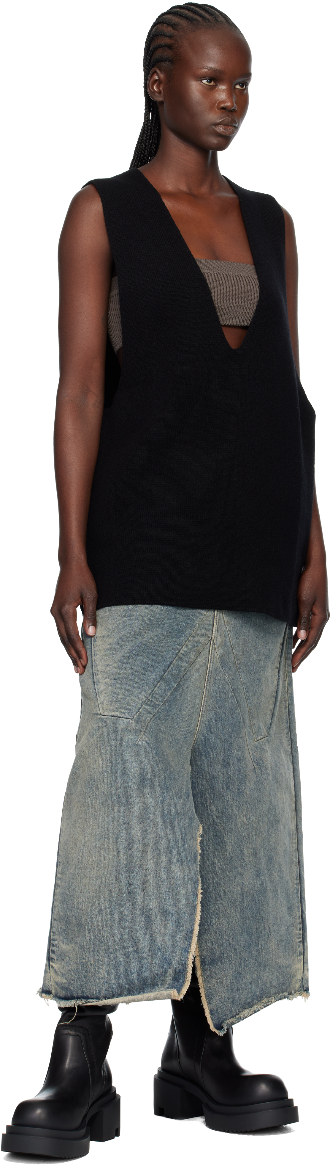 Rick Owens Black Concordians V Tank Top In Black