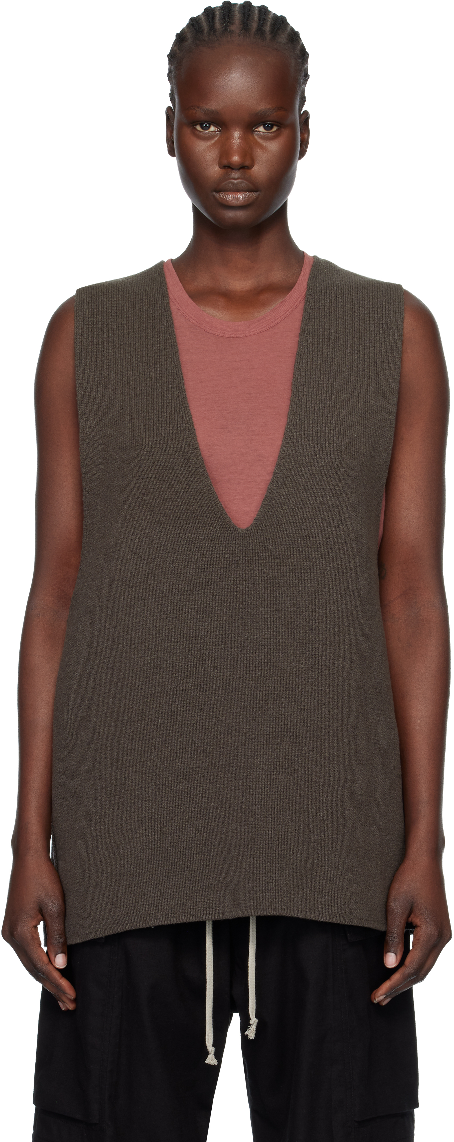 Rick Owens Gray Concordians V Tank Top In Brown