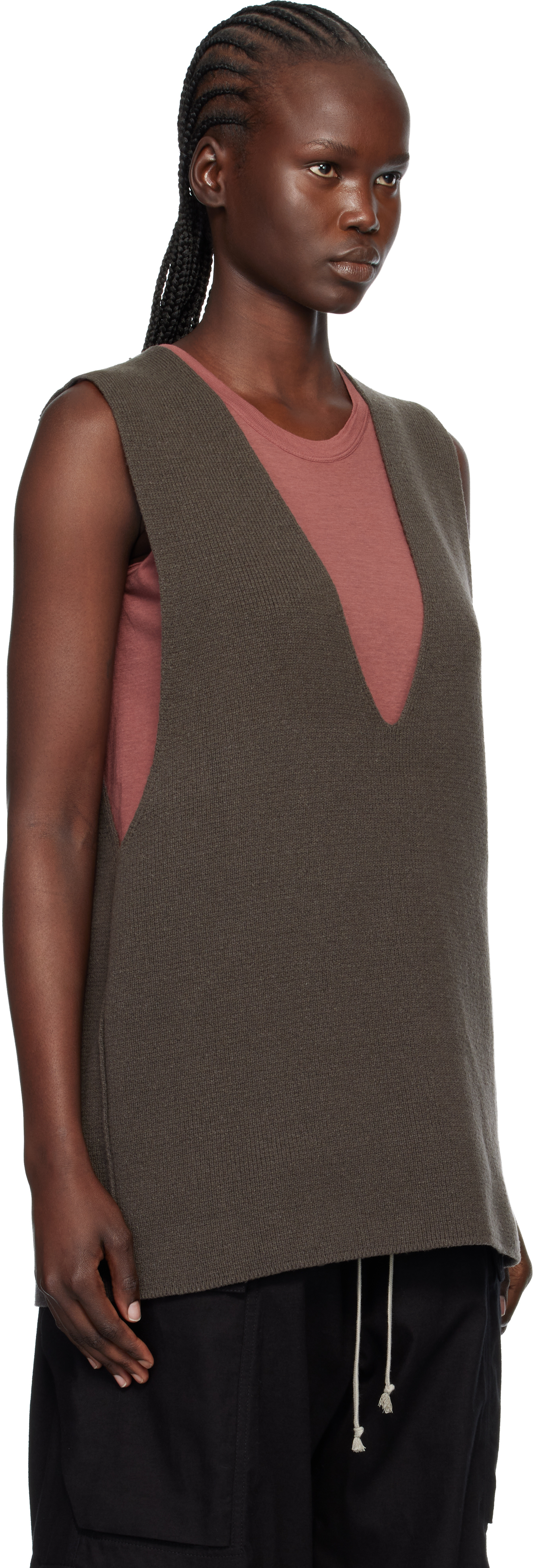 Rick Owens Gray Concordians V Tank Top In Brown