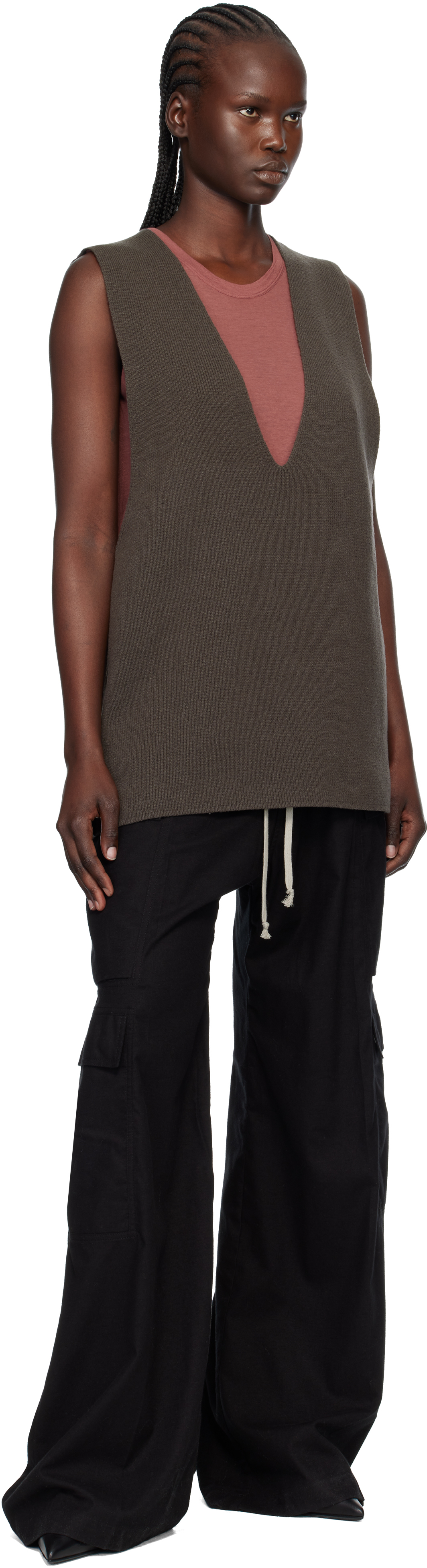 Rick Owens Gray Concordians V Tank Top In Brown
