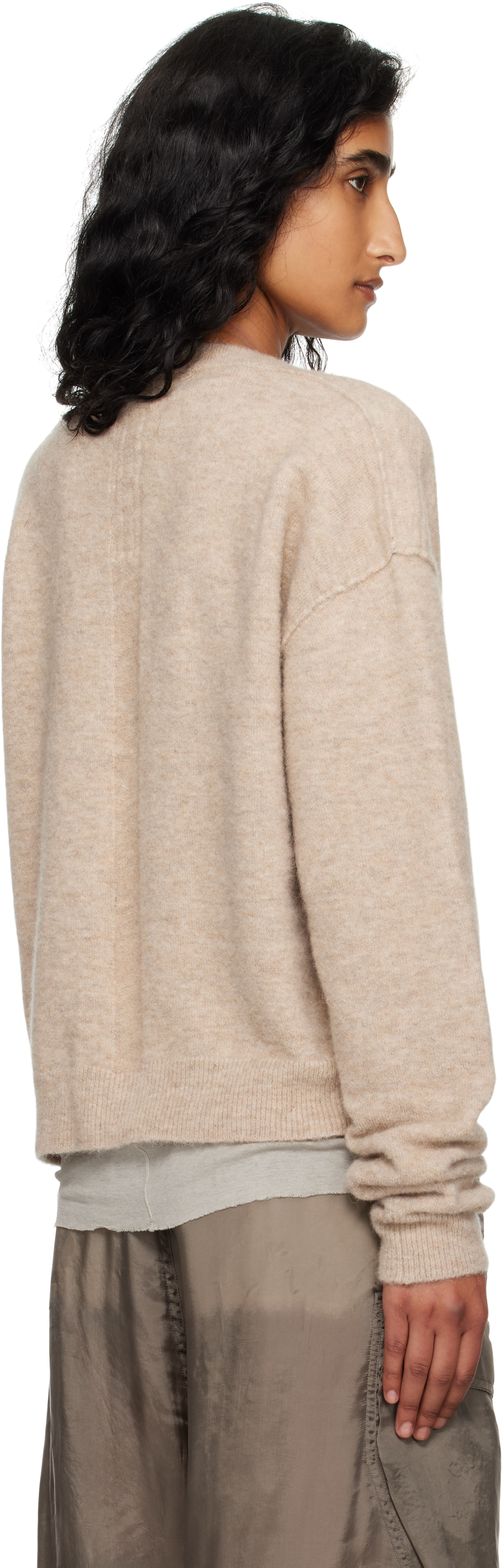 Rick Owens Gray Concordians Tommy V-neck Sweater In Brown