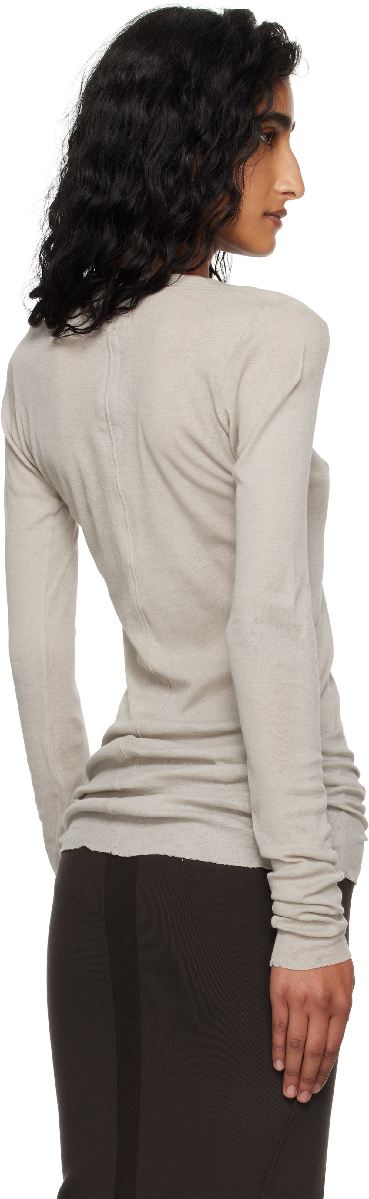 Rick Owens Off-white Concordians Mini Rib Ls T-shirt In Gray