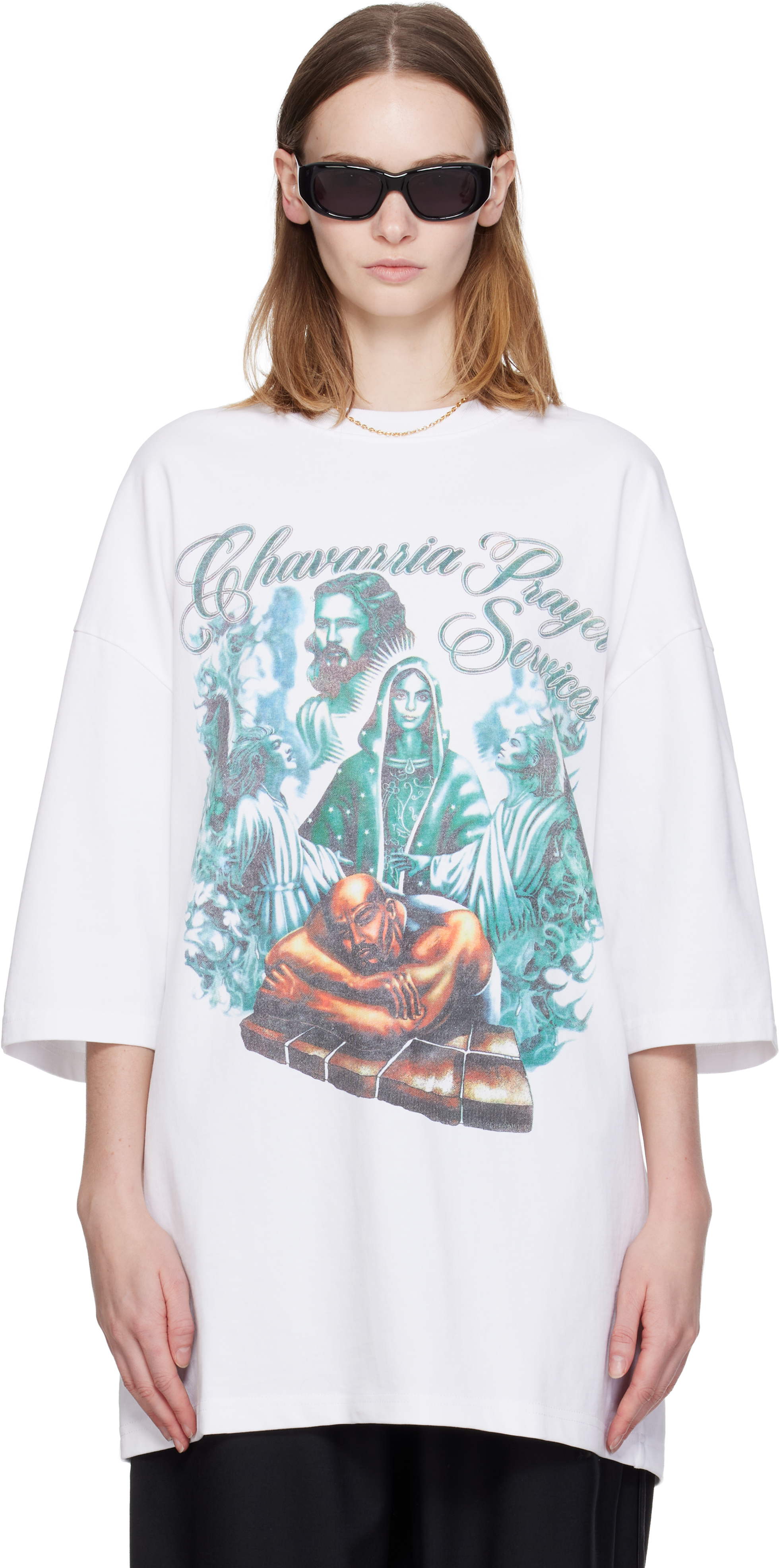 Willy Chavarria White 'chavarria Prayer Services' Northsider T-shirt In White