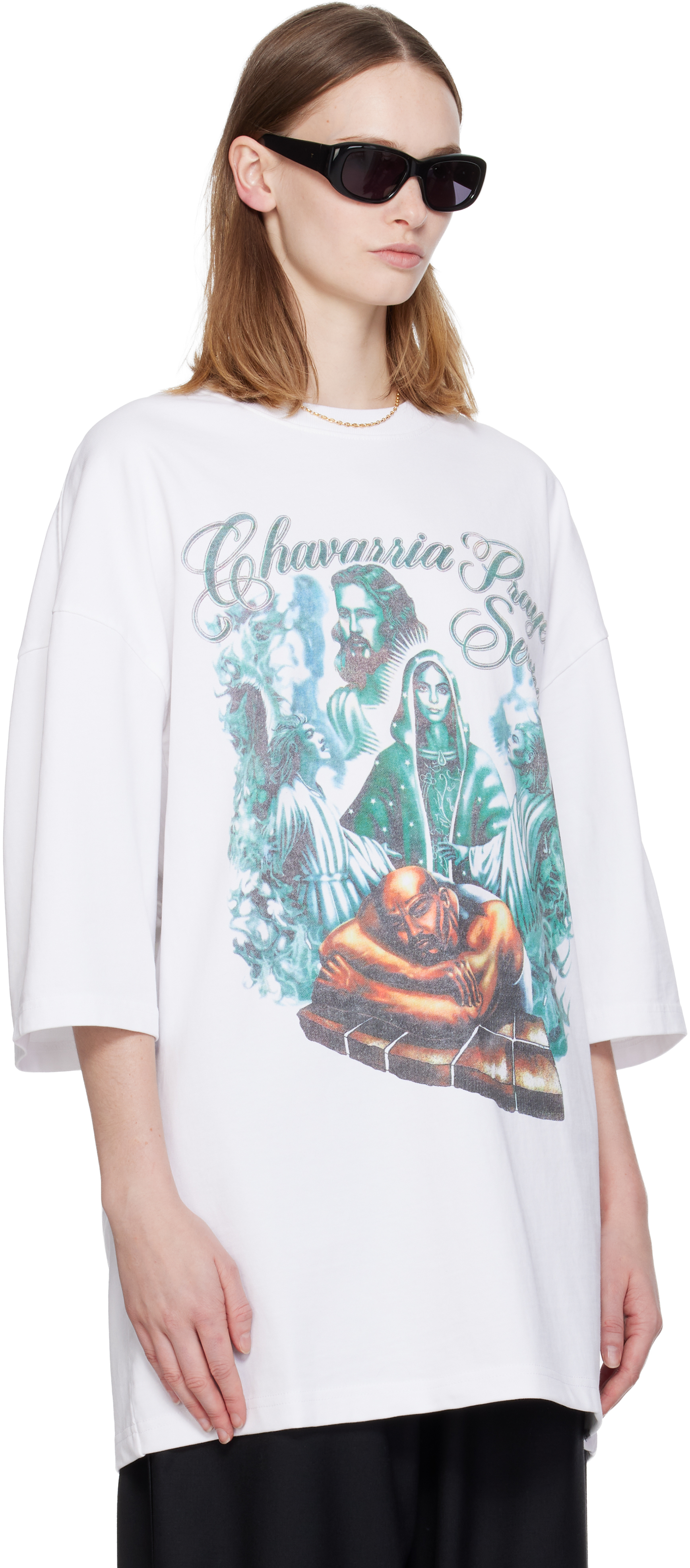 Willy Chavarria White 'chavarria Prayer Services' Northsider T-shirt In White