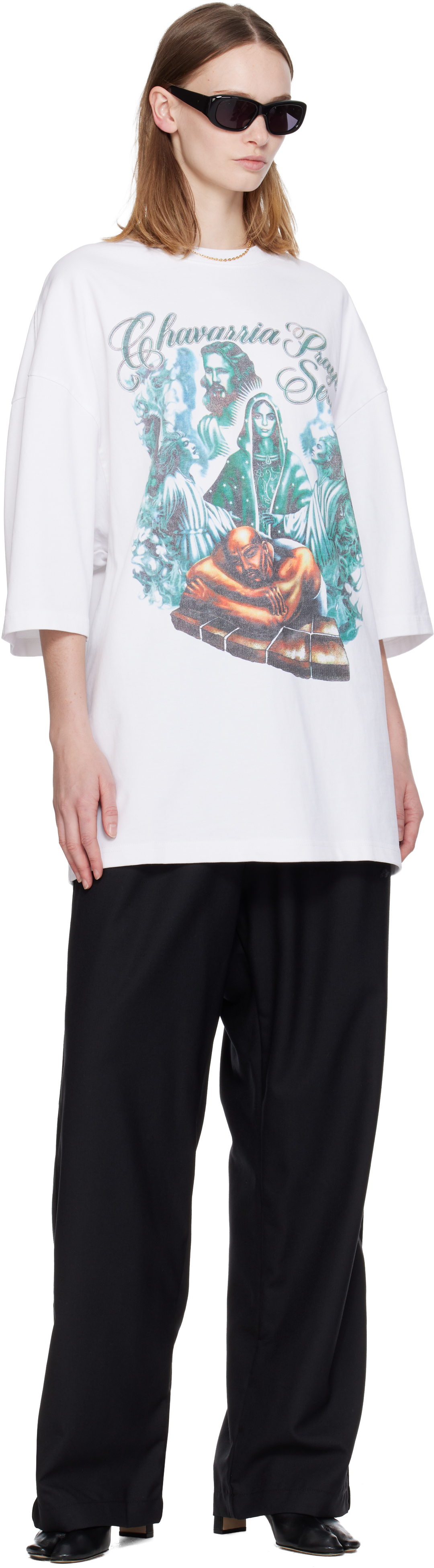 Willy Chavarria White 'chavarria Prayer Services' Northsider T-shirt In White