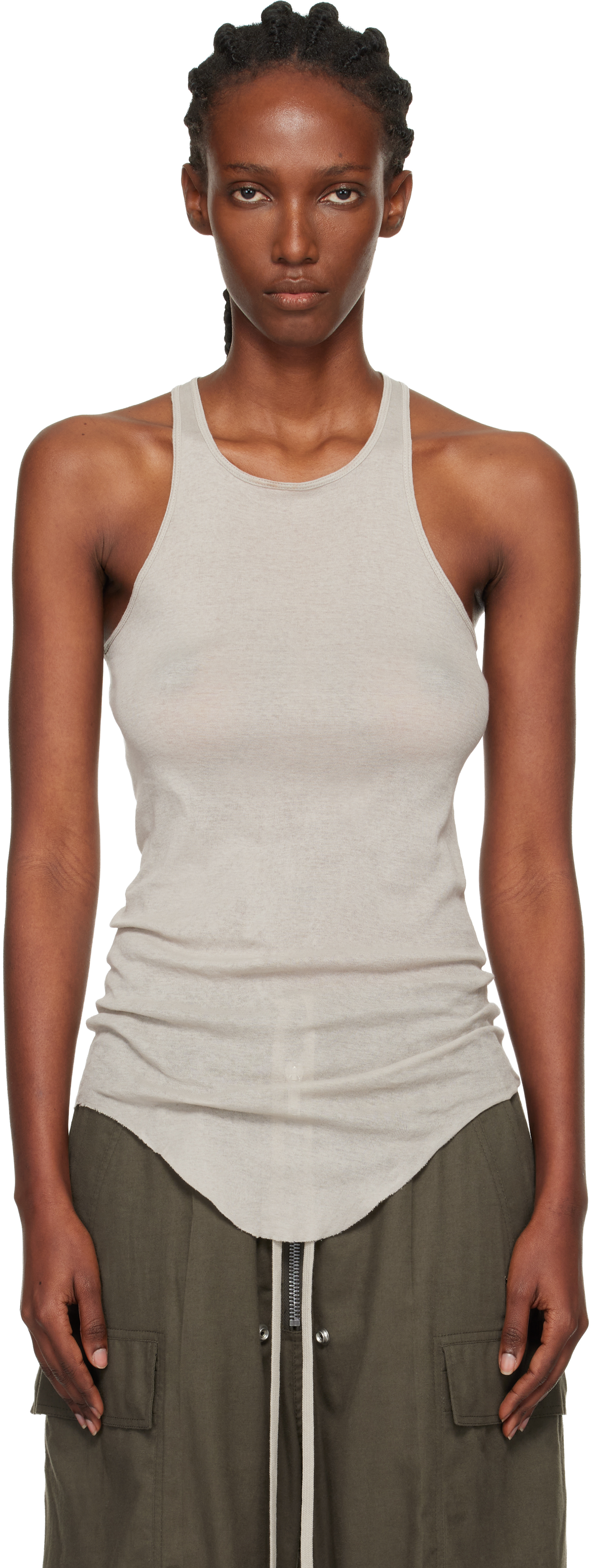 Rick Owens Off-white Concordians Basic Rib Tank Top In White