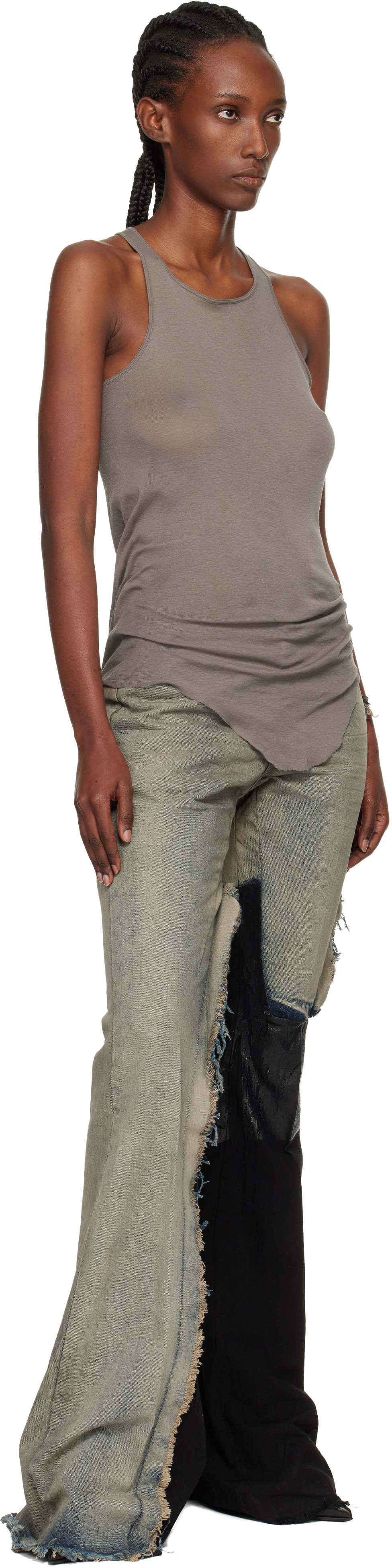 Rick Owens Gray Concordians Basic Rib Tank Top In Gray